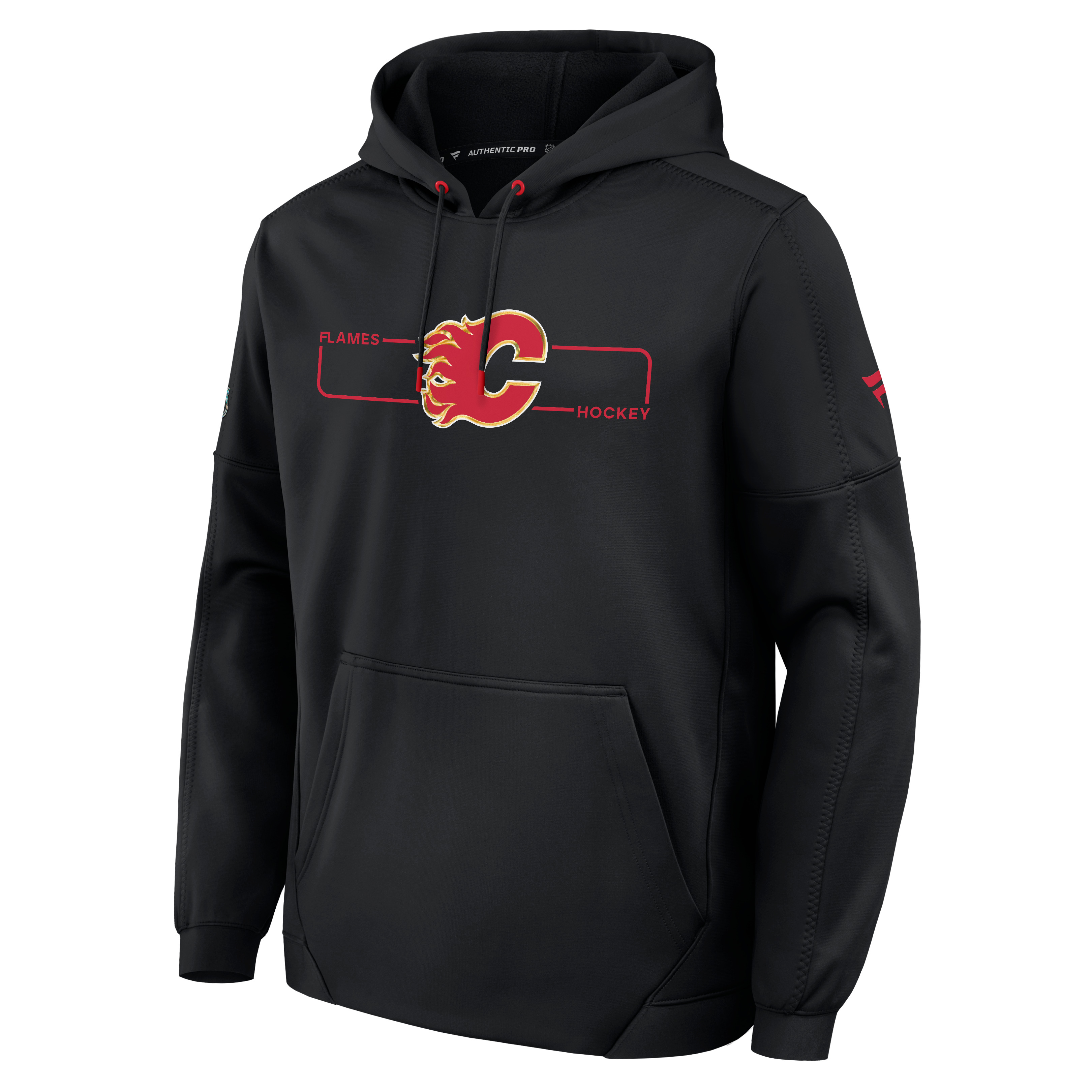 Sweat à capuche polaire authentique Pro Rink Fanatics noir Calgary Flames pour homme