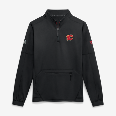 Pull-over à col zippé noir authentique Pro Rink Fleece des Flames de Calgary pour homme (Fanatics).