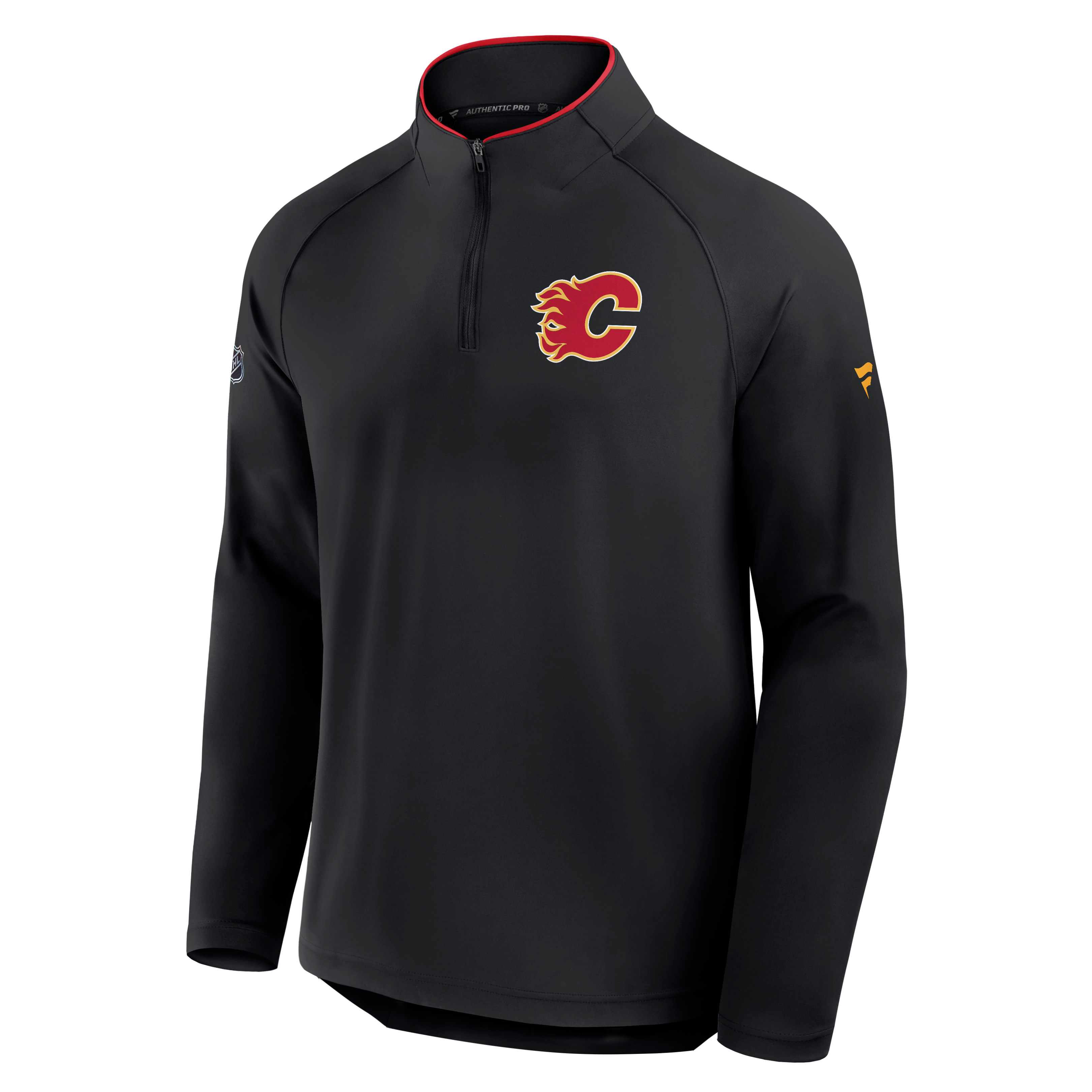 Men's Fanatics Black Calgary Flames Authentic Pro Rink Lightweight Quarter-Zip Pullover