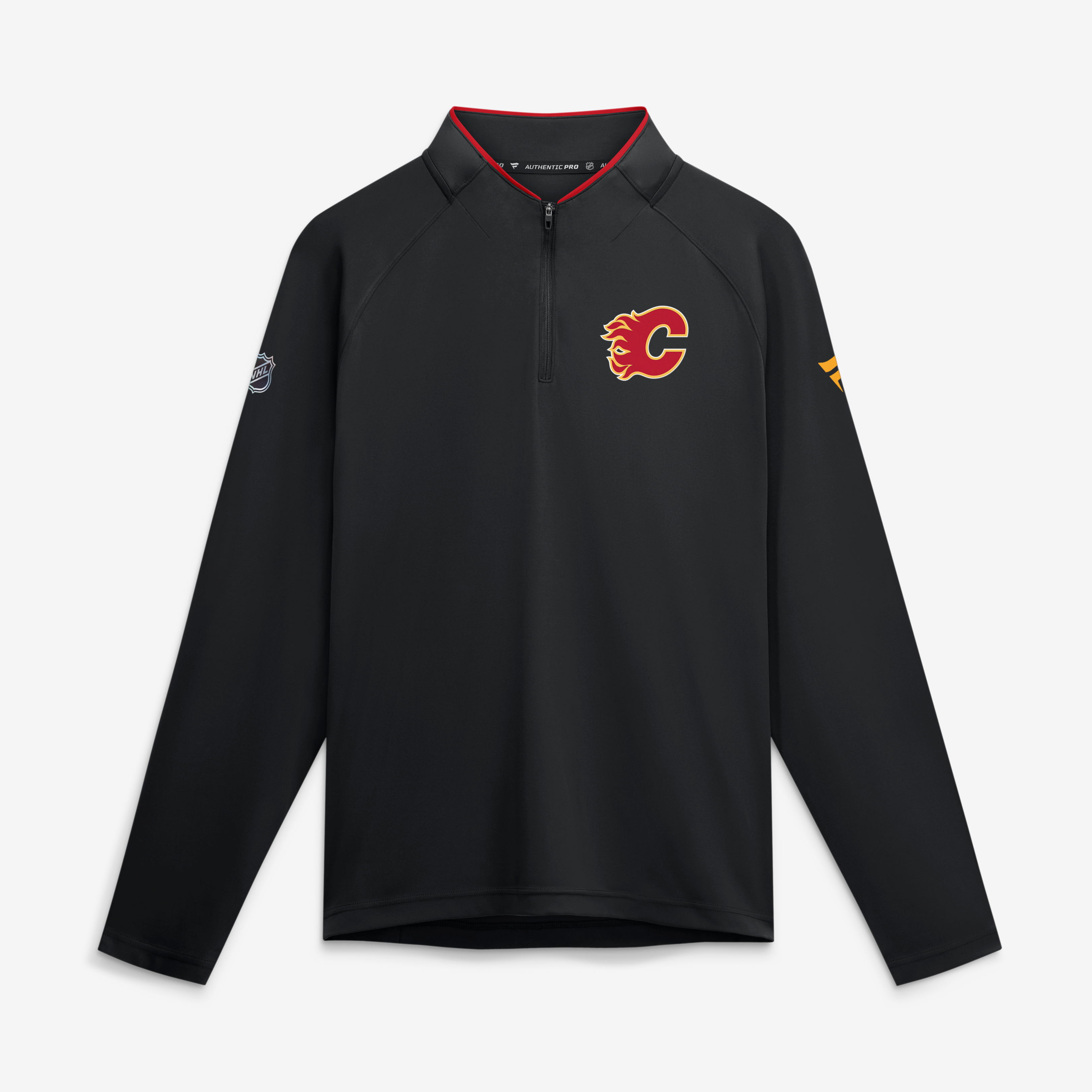 Men's Fanatics Black Calgary Flames Authentic Pro Rink Lightweight Quarter-Zip Pullover