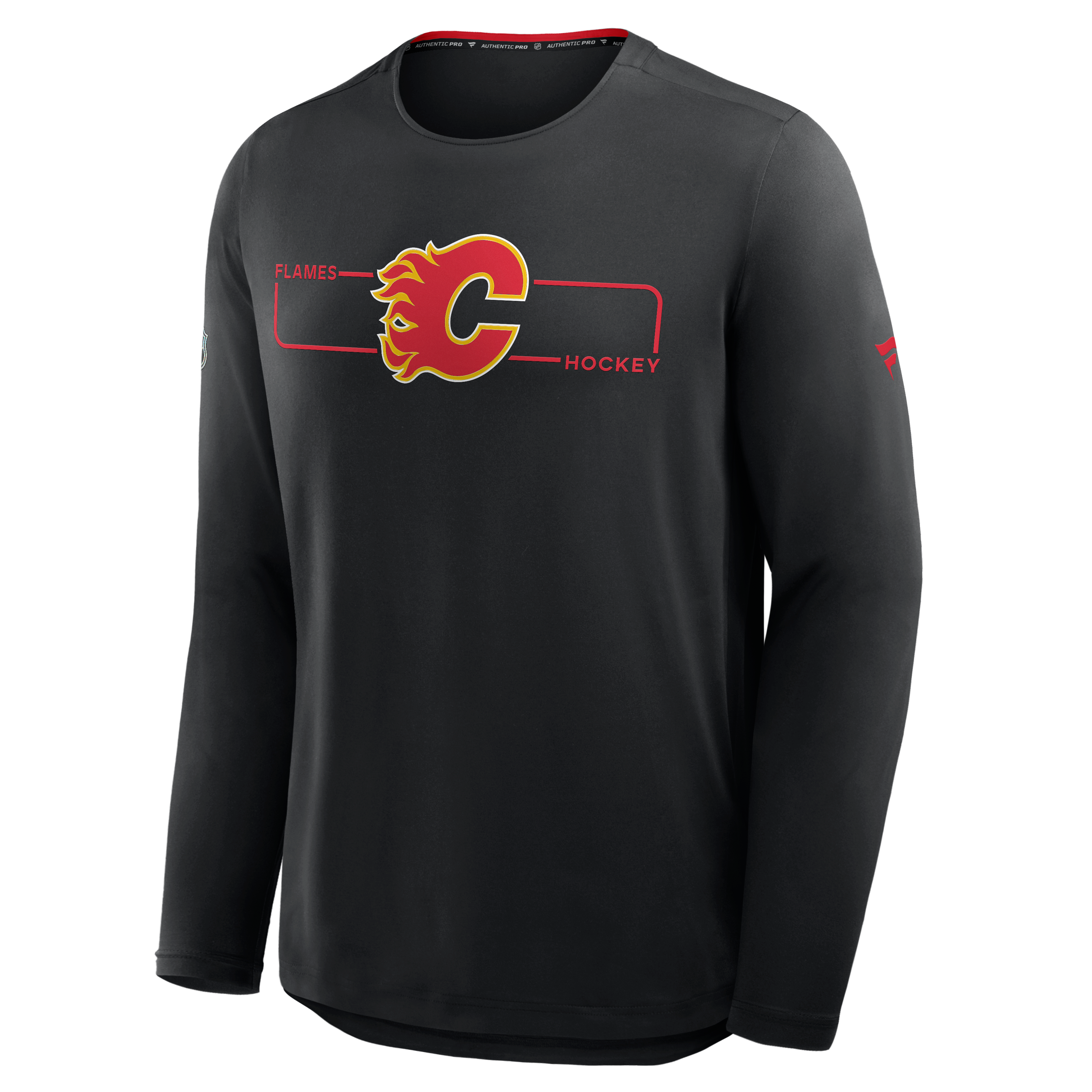 T-shirt à manches longues authentique Pro Rink Tech des Flames de Calgary noirs Fanatics pour hommes