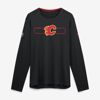 T-shirt à manches longues noir authentique Pro Rink Tech des Flames de Calgary pour hommes