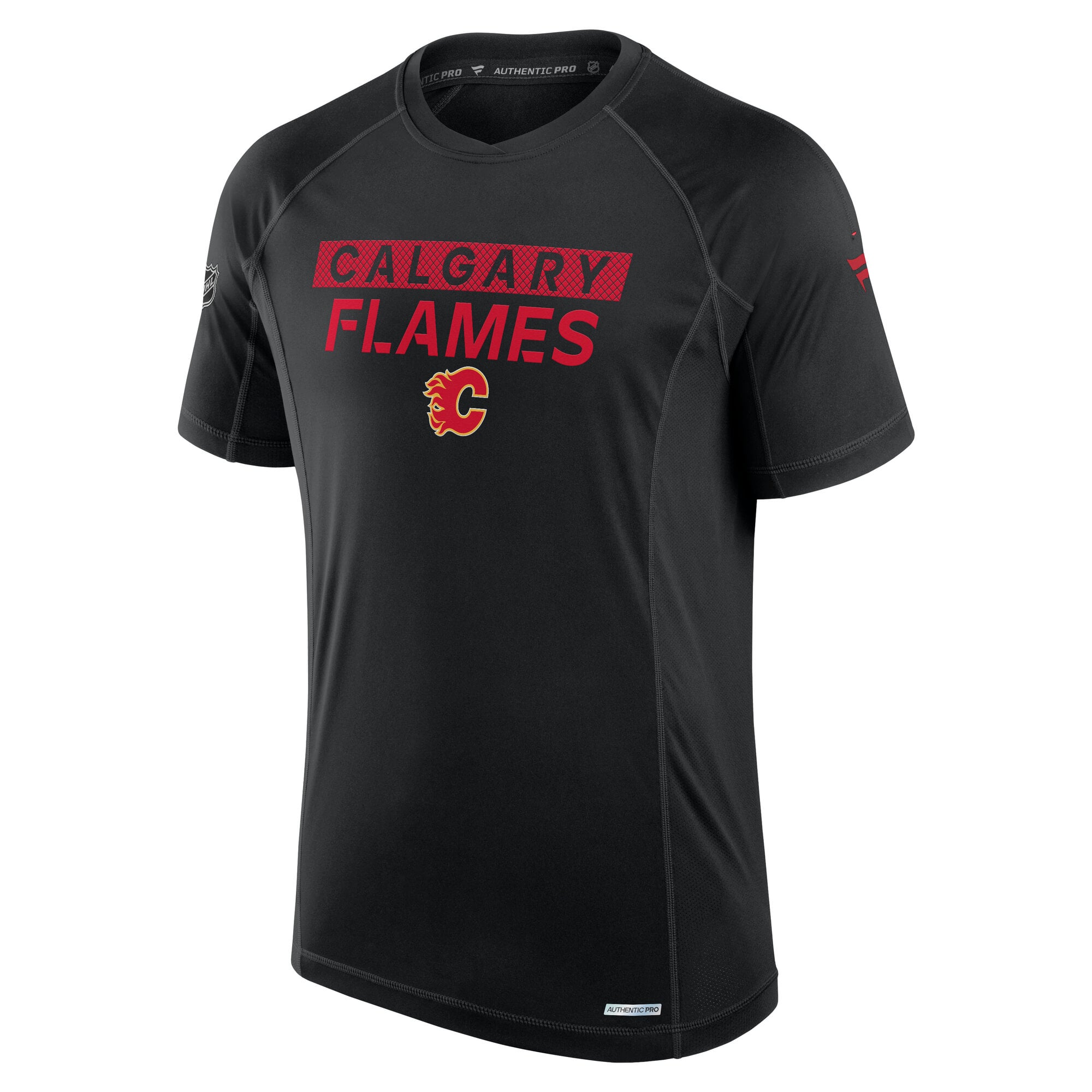 T-shirt technique authentique Pro Rink Calgary Flames Fanatics pour homme noir