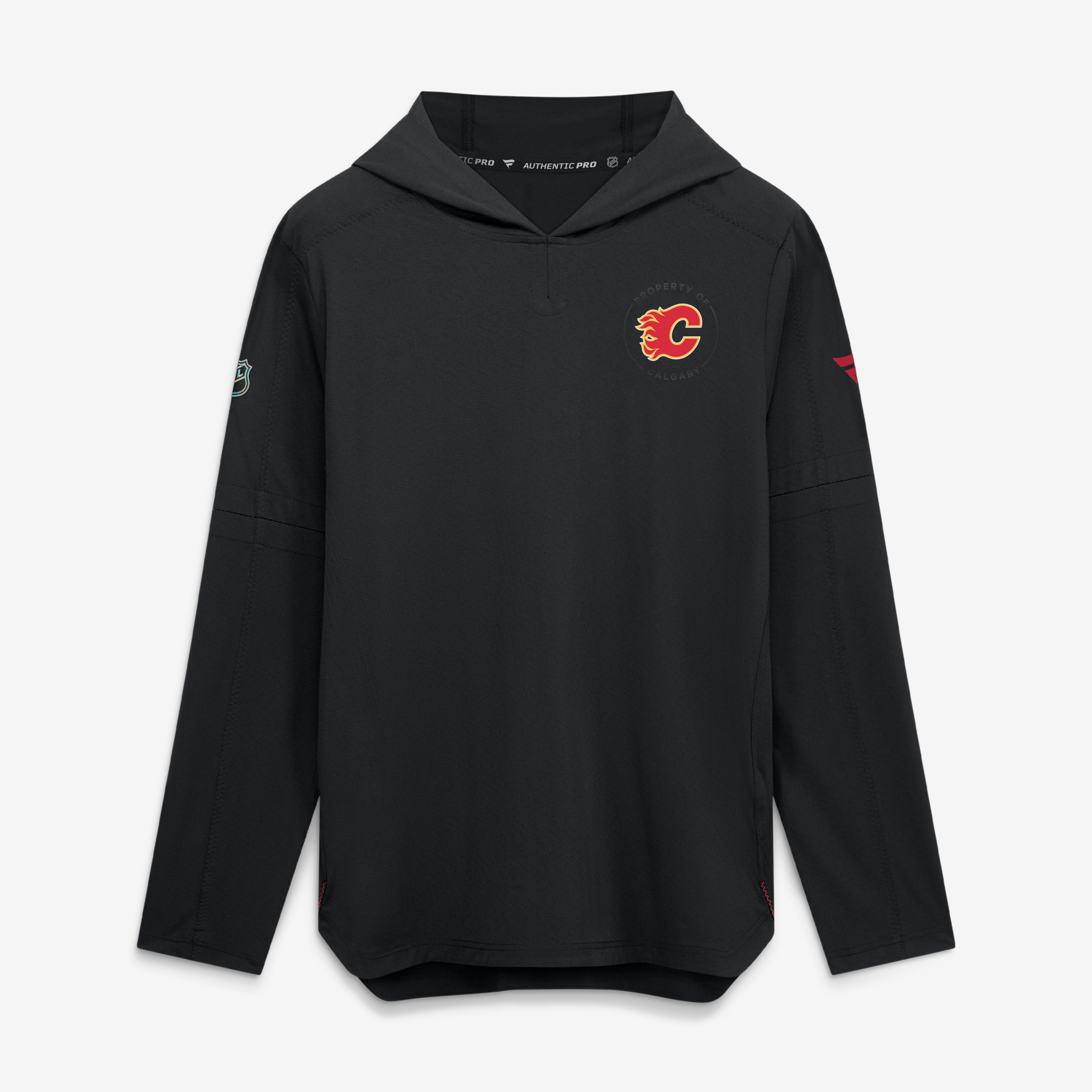 Sweat à capuche léger authentique Pro Train noir des Flames de Calgary pour homme Fanatics