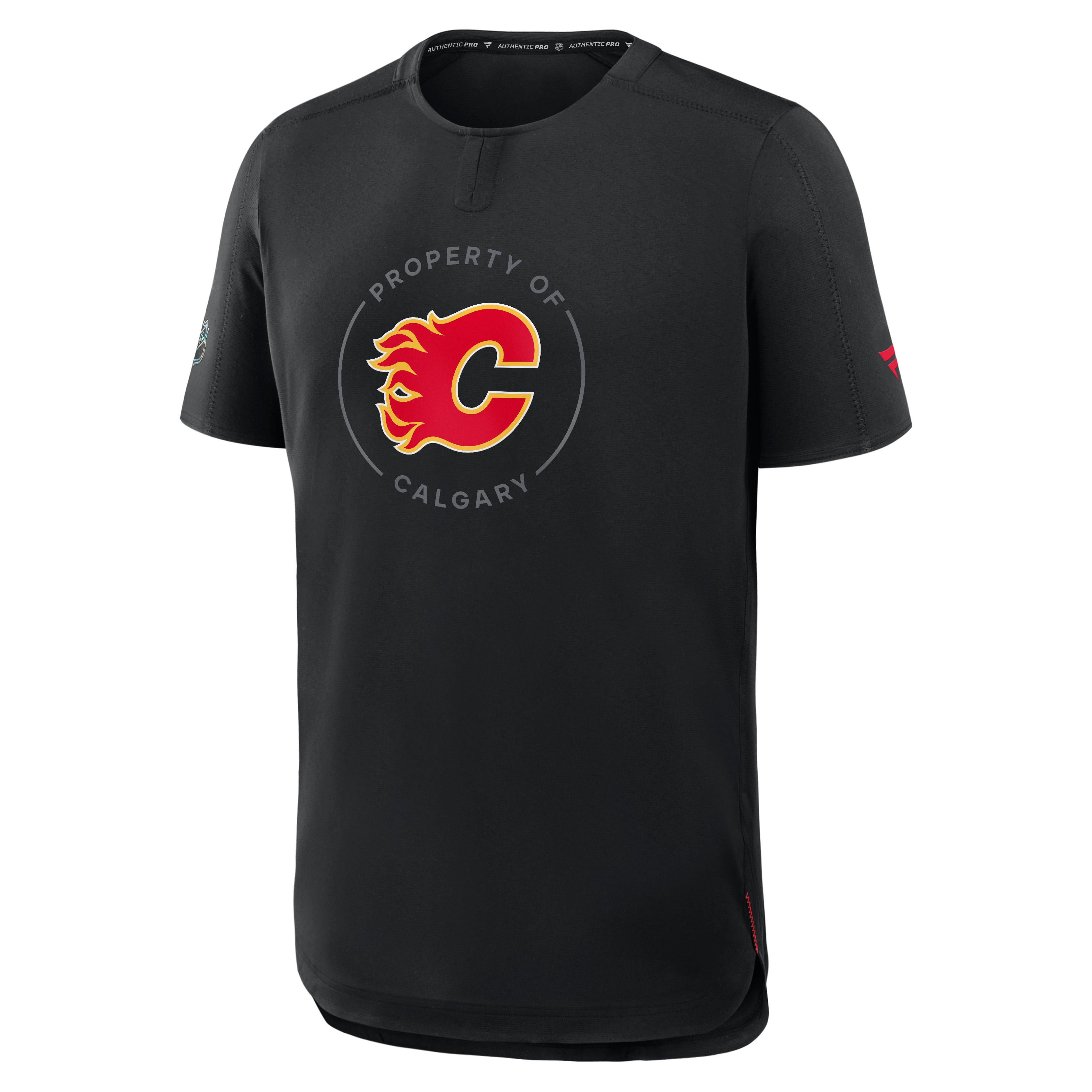 T-shirt de performance authentique Pro Train des Flames Calgary noirs Fanatics pour hommes