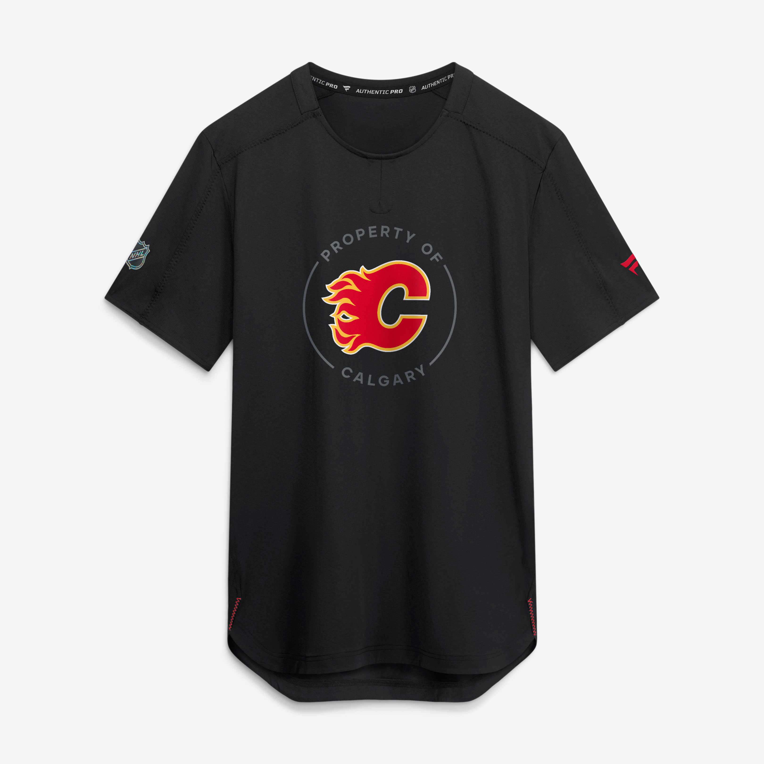 T-shirt de performance authentique Pro Train des Flames Calgary noirs Fanatics pour hommes