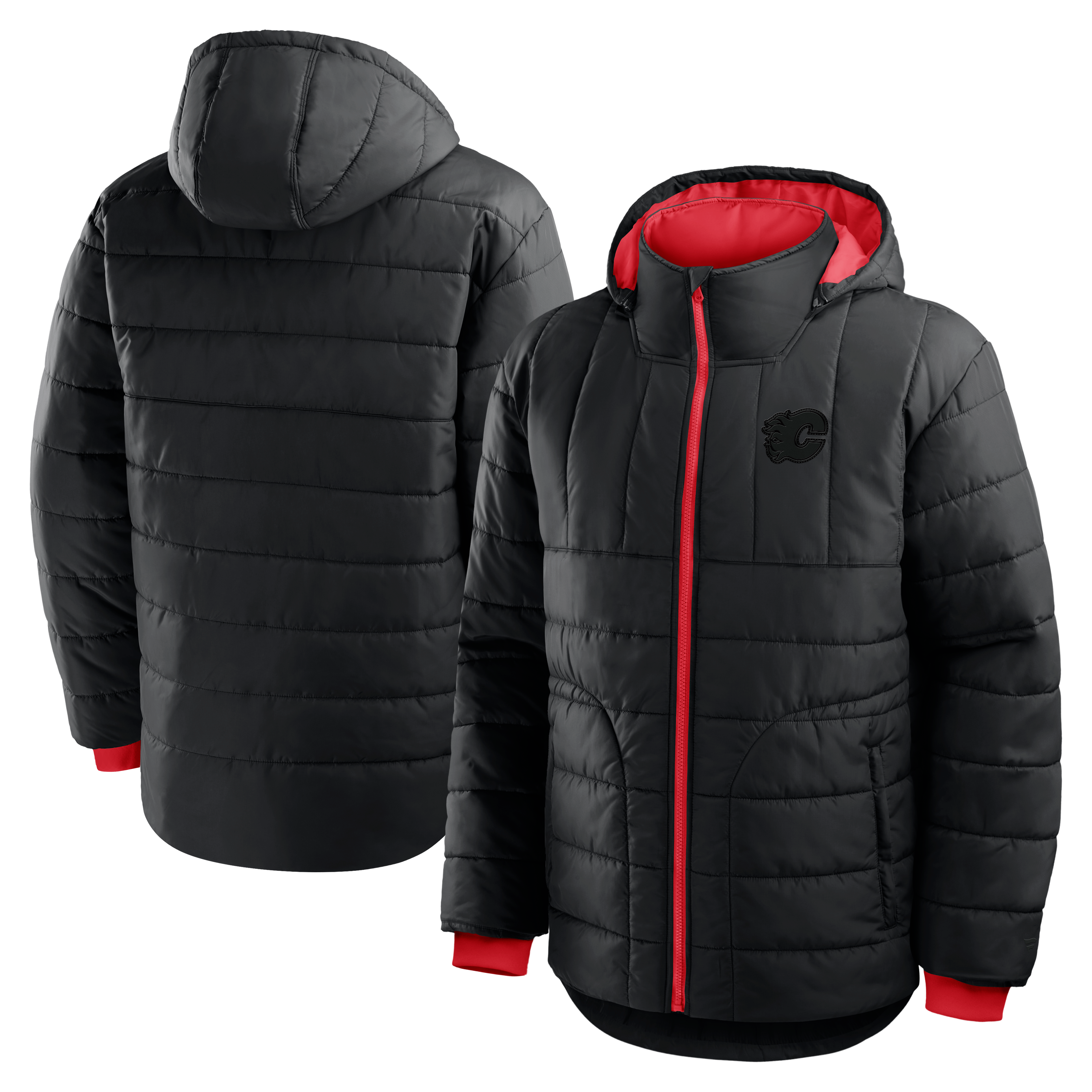 Men's Fanatics Black Calgary Flames Oversized Full-Zip Hooded Jacket