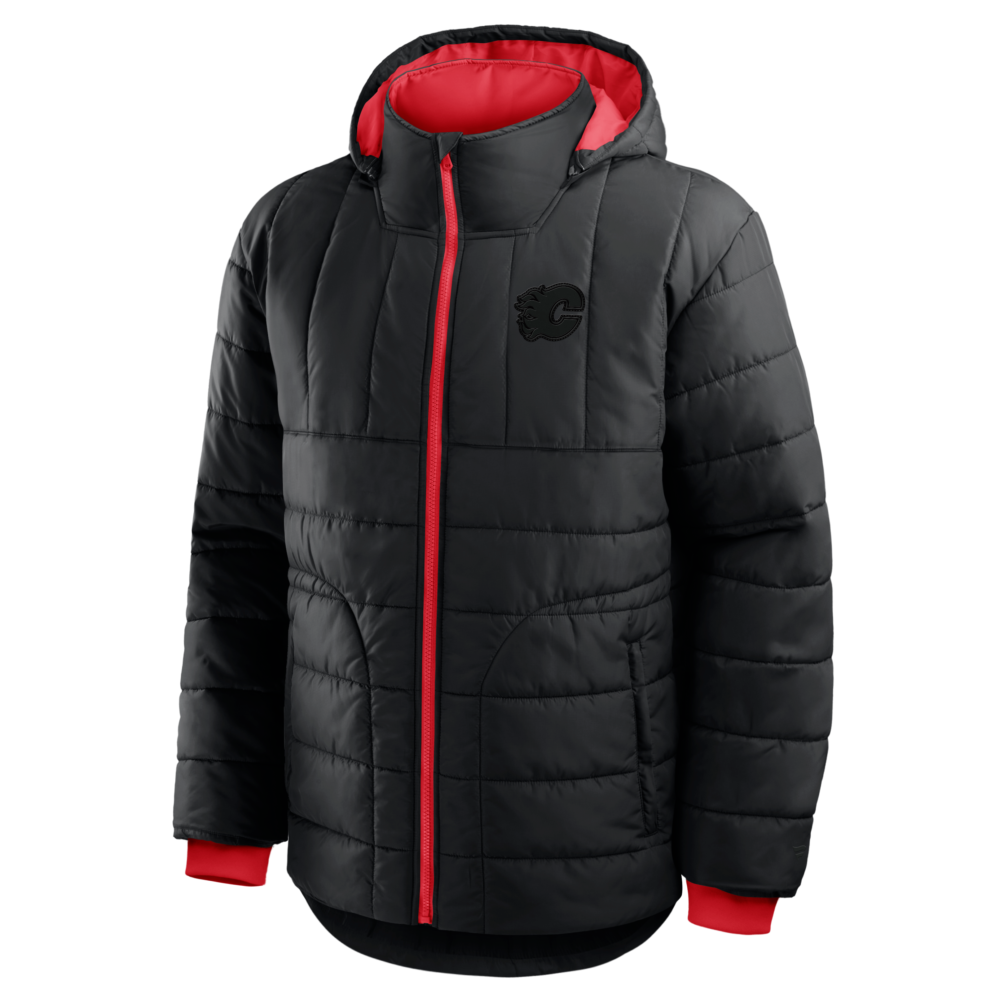 Men's Fanatics Black Calgary Flames Oversized Full-Zip Hooded Jacket