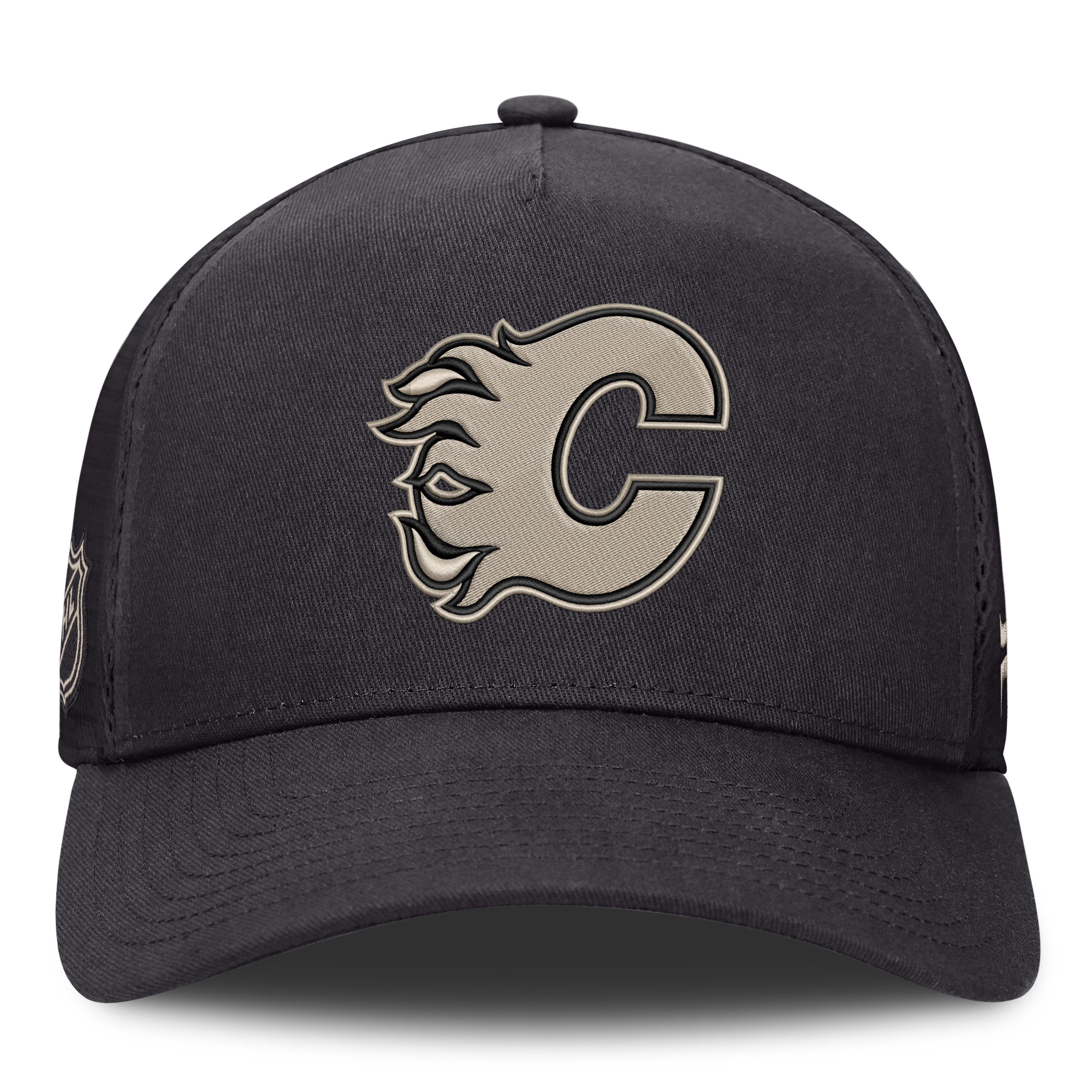 Men's Fanatics Charcoal Calgary Flames Authentic Pro Road Soft Wash A-Frame Meshback Hat