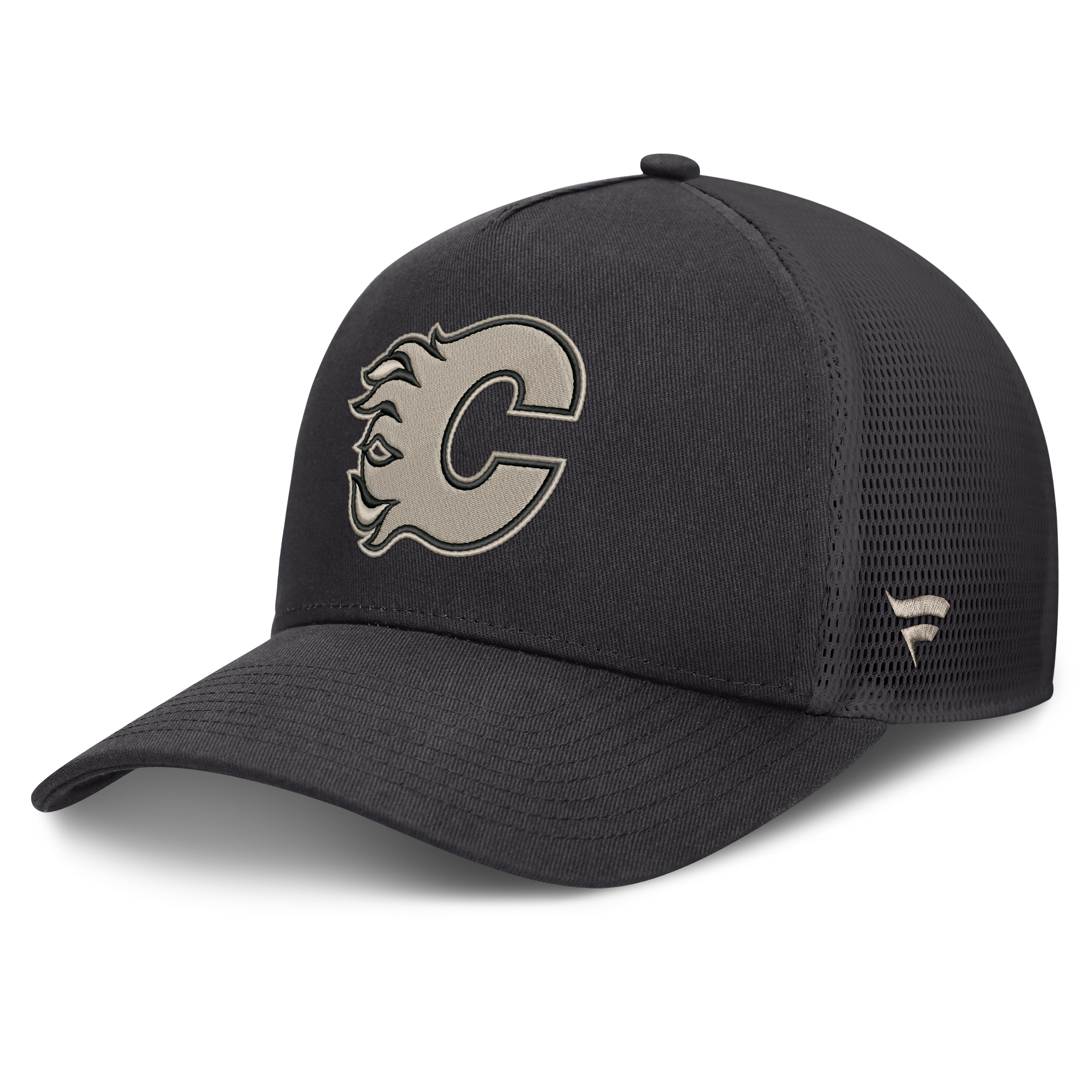 Men's Fanatics Charcoal Calgary Flames Authentic Pro Road Soft Wash A-Frame Meshback Hat
