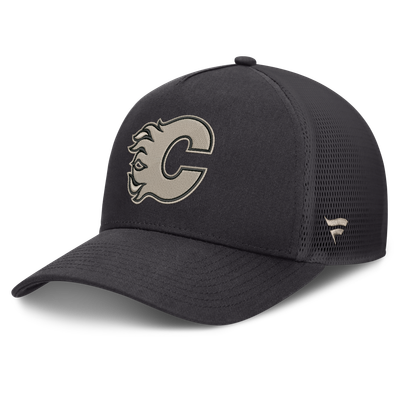Calgary Flames Fanatics Authentic Pro Road Soft Wash A-Frame Meshback Hat - Charcoal