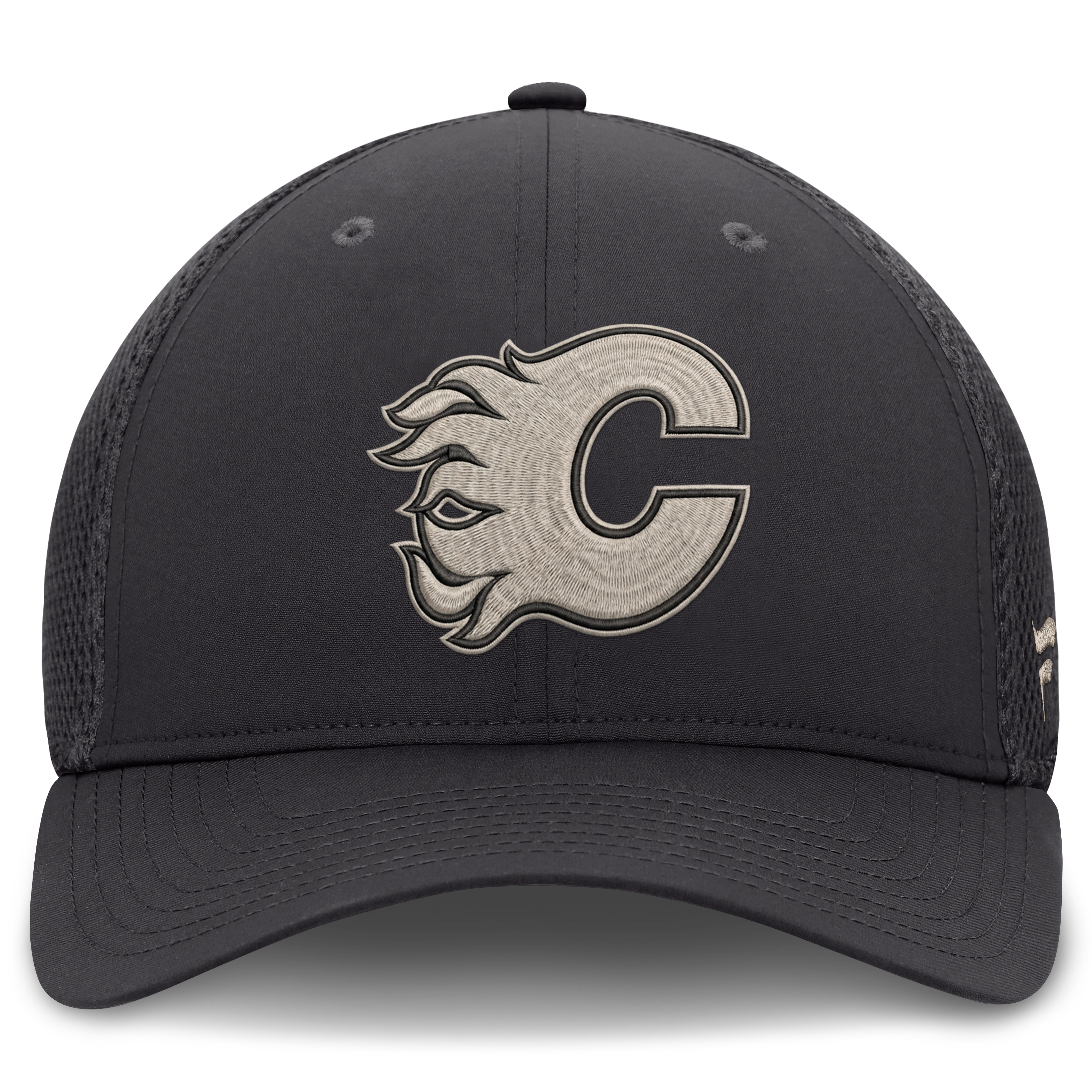 Casquette extensible Fanatics Charcoal Calgary Flames Road Meshback pour homme