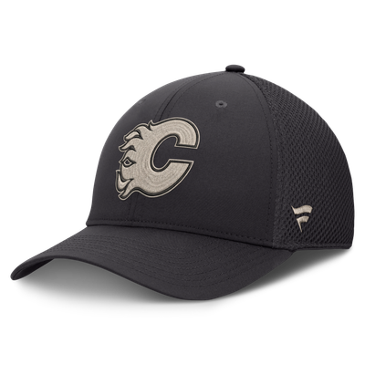 Men's Calgary Flames Fanatics Charcoal Road Meshback Stretch Hat