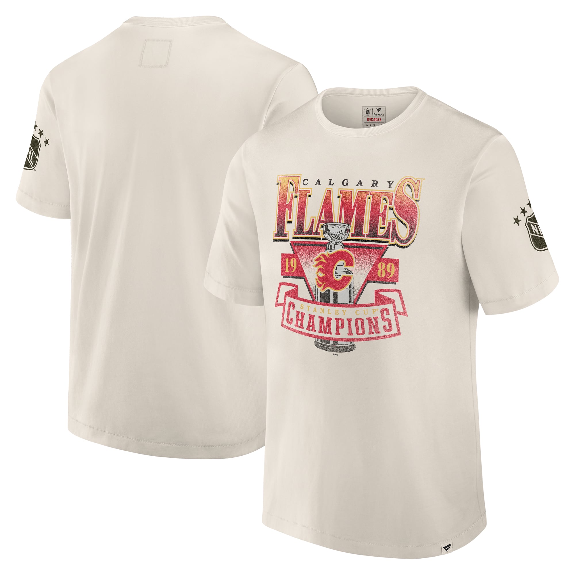 T-shirt intemporel Fanatics Cream Calgary Flames Collection Decades pour homme