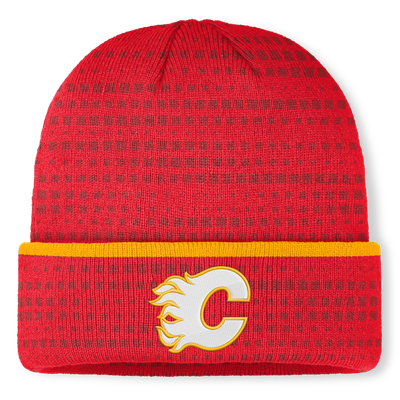 Bonnet tricoté à revers rouge authentique Pro Rink des Flames de Calgary pour homme (Fanatics)