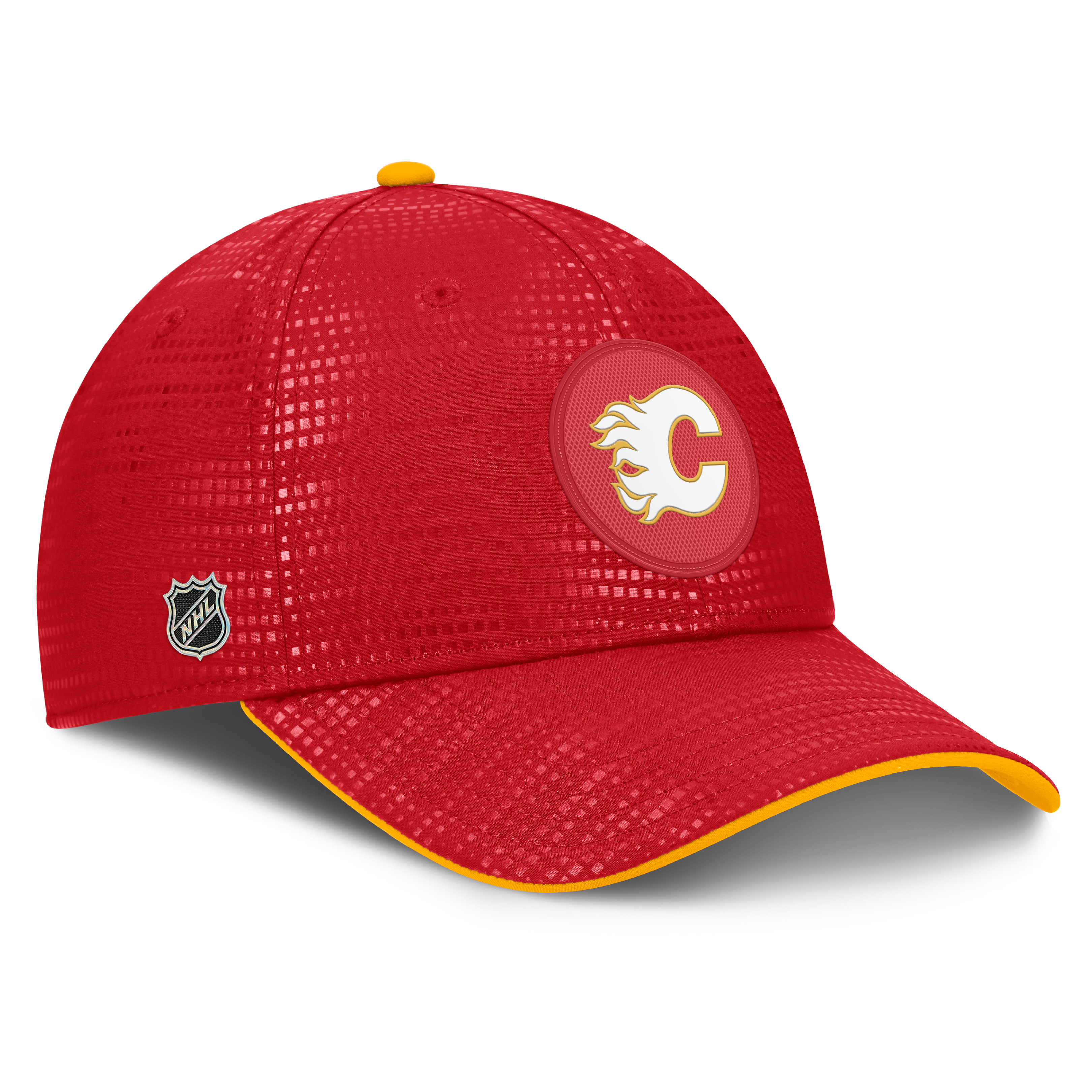 Men's Fanatics Red Calgary Flames Authentic Pro Rink Debossed Stretch Fit Hat