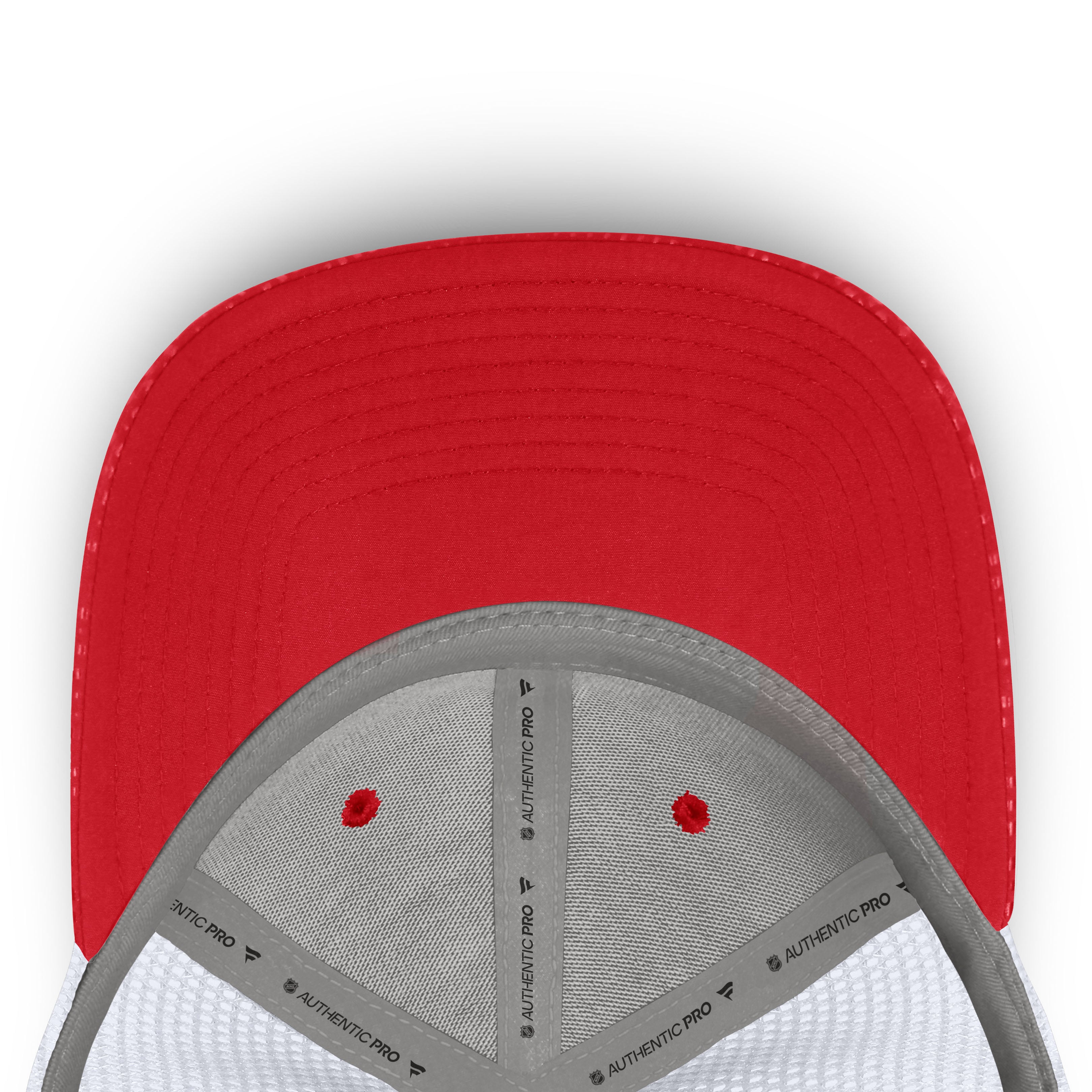 Casquette trucker authentique Pro Rink à logo encadré rouge et blanc des Flames de Calgary (Fanatics) pour homme