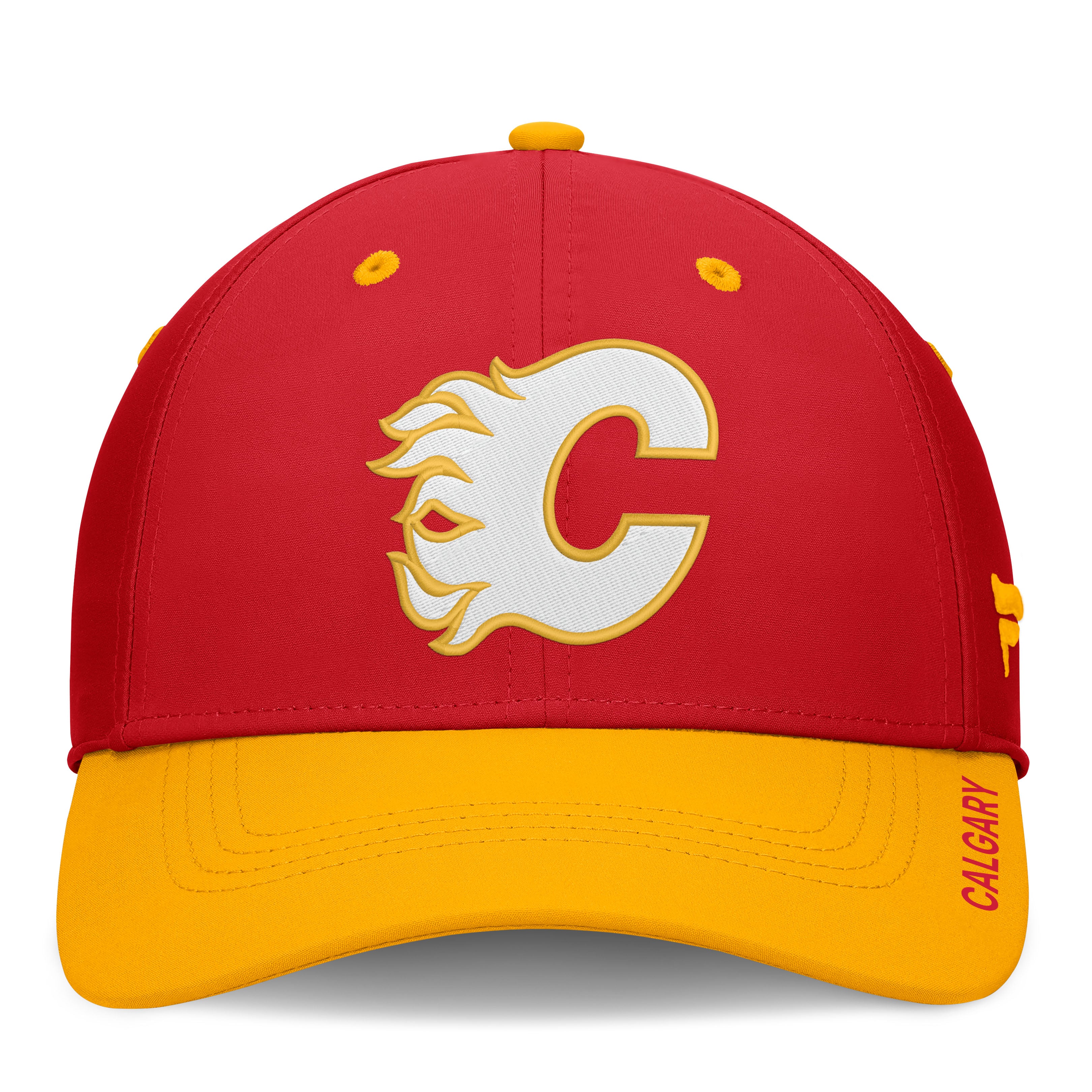 Men's Fanatics Red/Yellow Calgary Flames Authentic Pro Rink Stretch Hat
