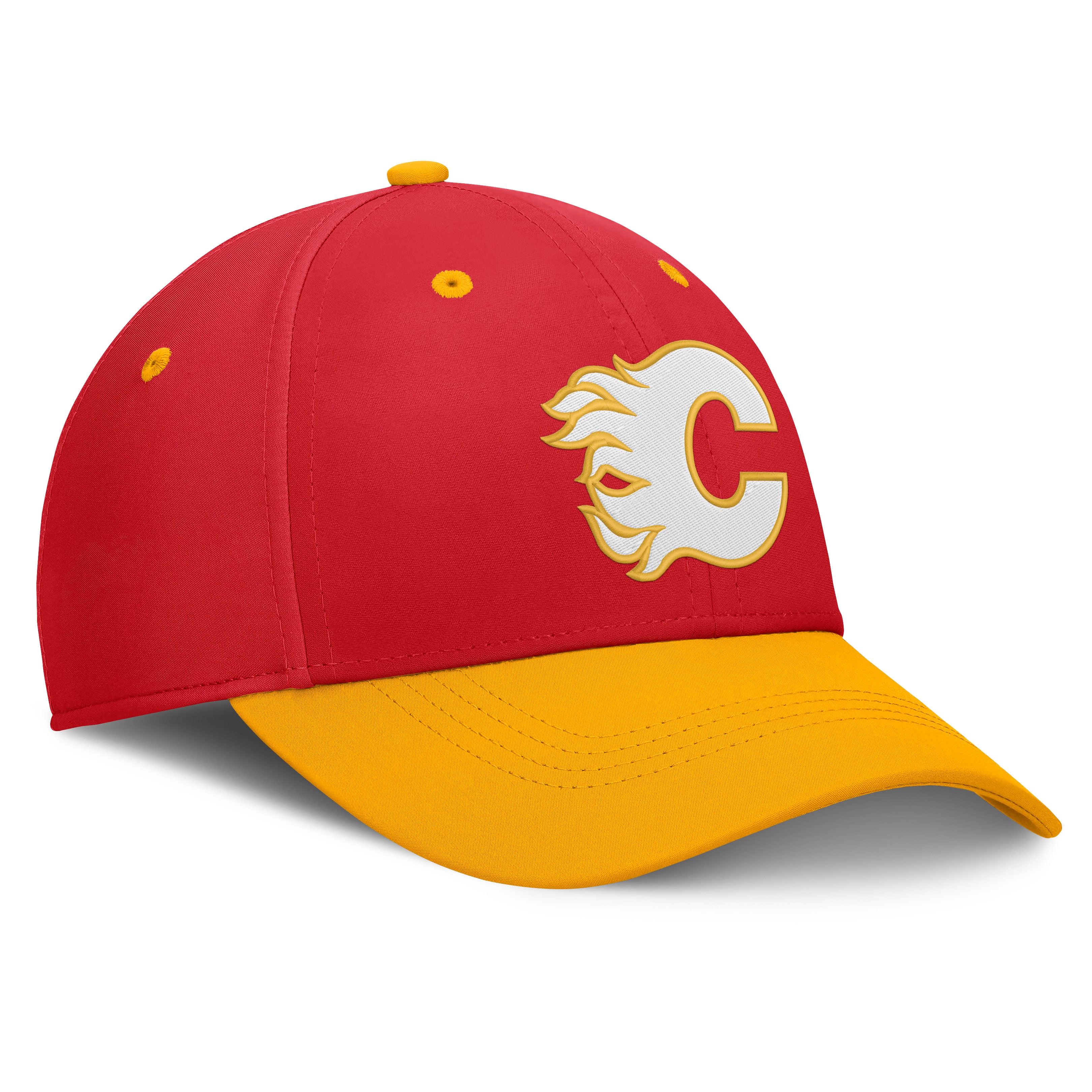Men's Fanatics Red/Yellow Calgary Flames Authentic Pro Rink Stretch Hat