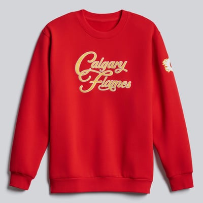 Men's Calgary Flames lululemon True Red Steady State Crew Sweatshirt