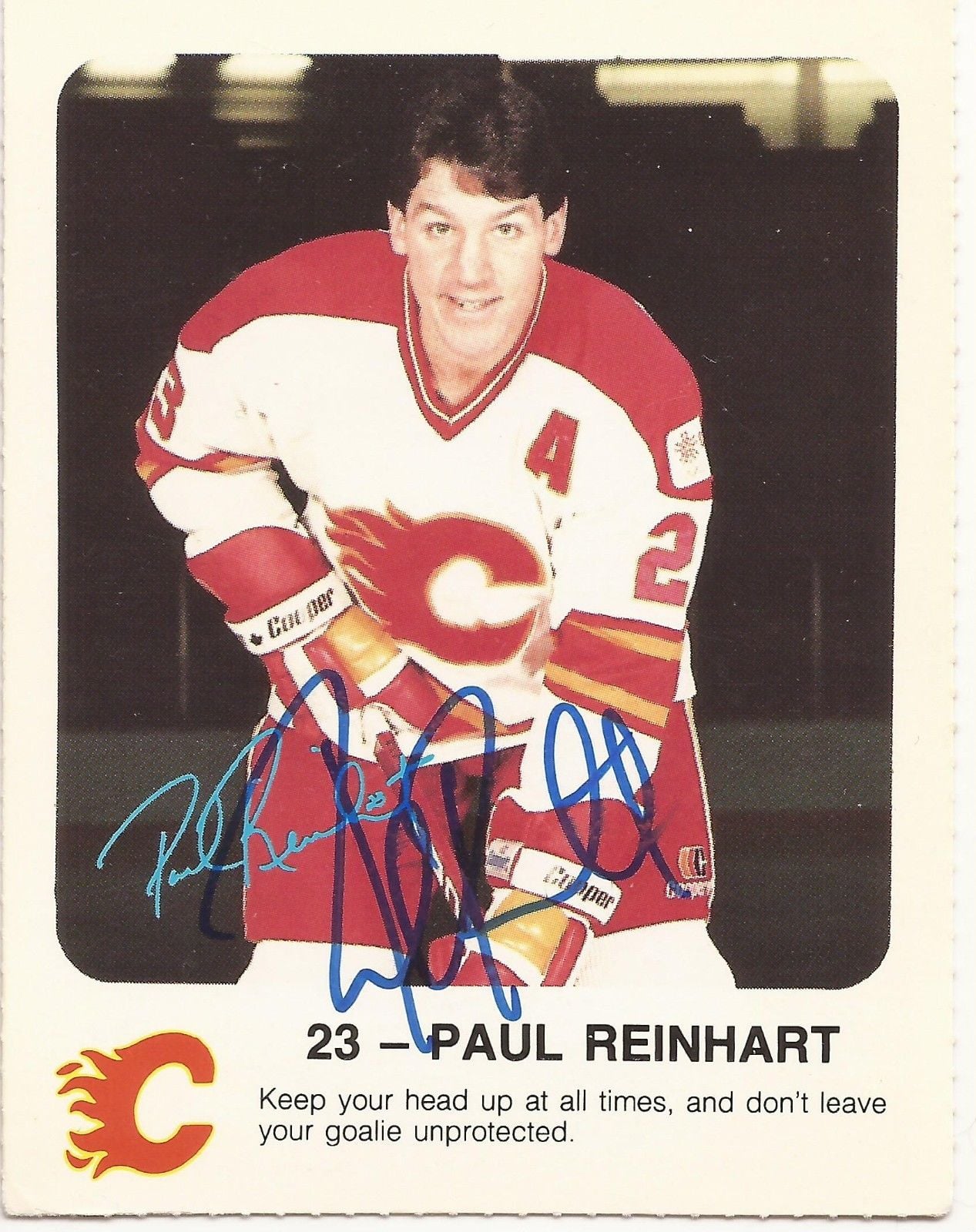 Paul Reinhart Paul Reinhart Autographed Hockey Card (Calgary Flames)