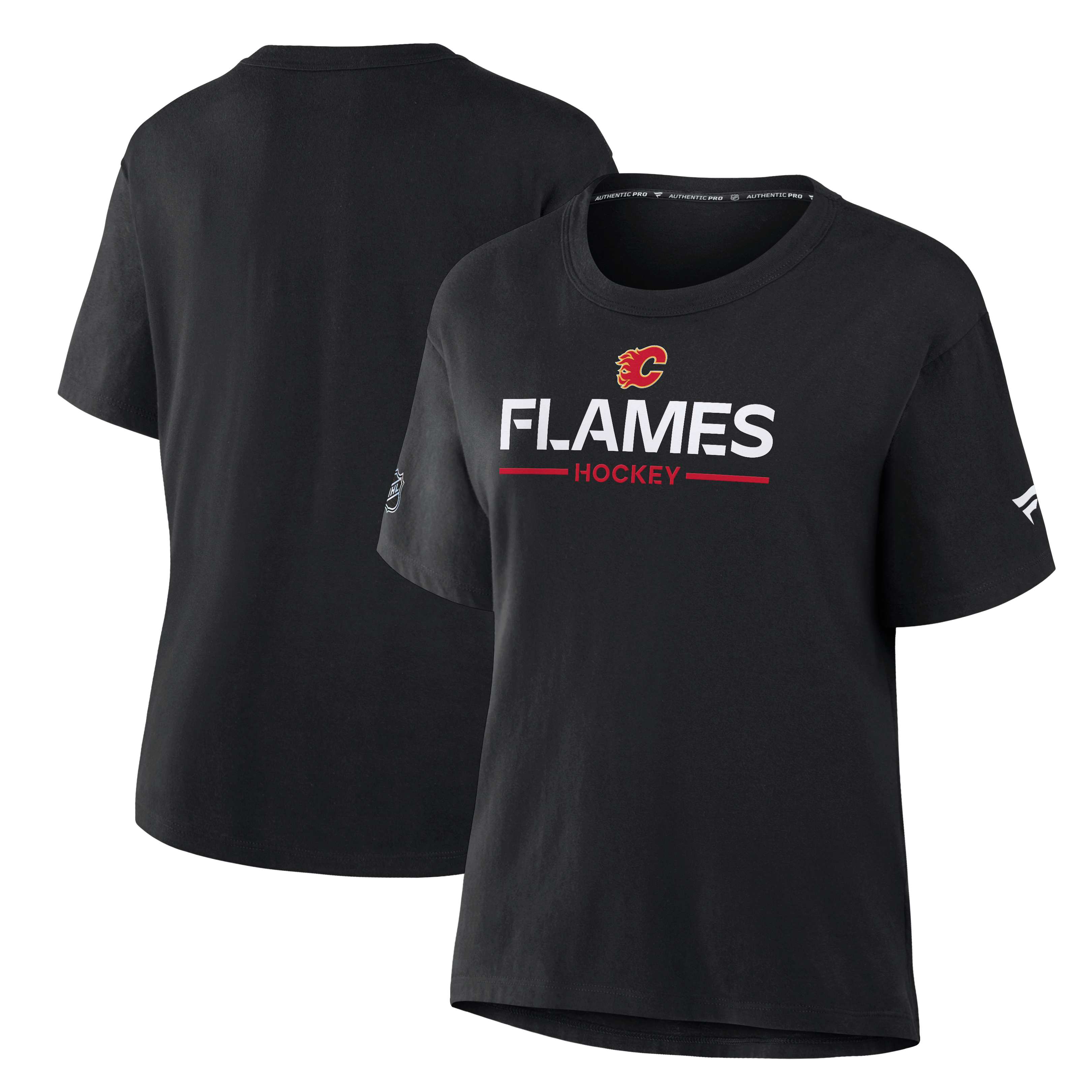 T-shirt Fanatics noir authentique pour femme des Flames de Calgary