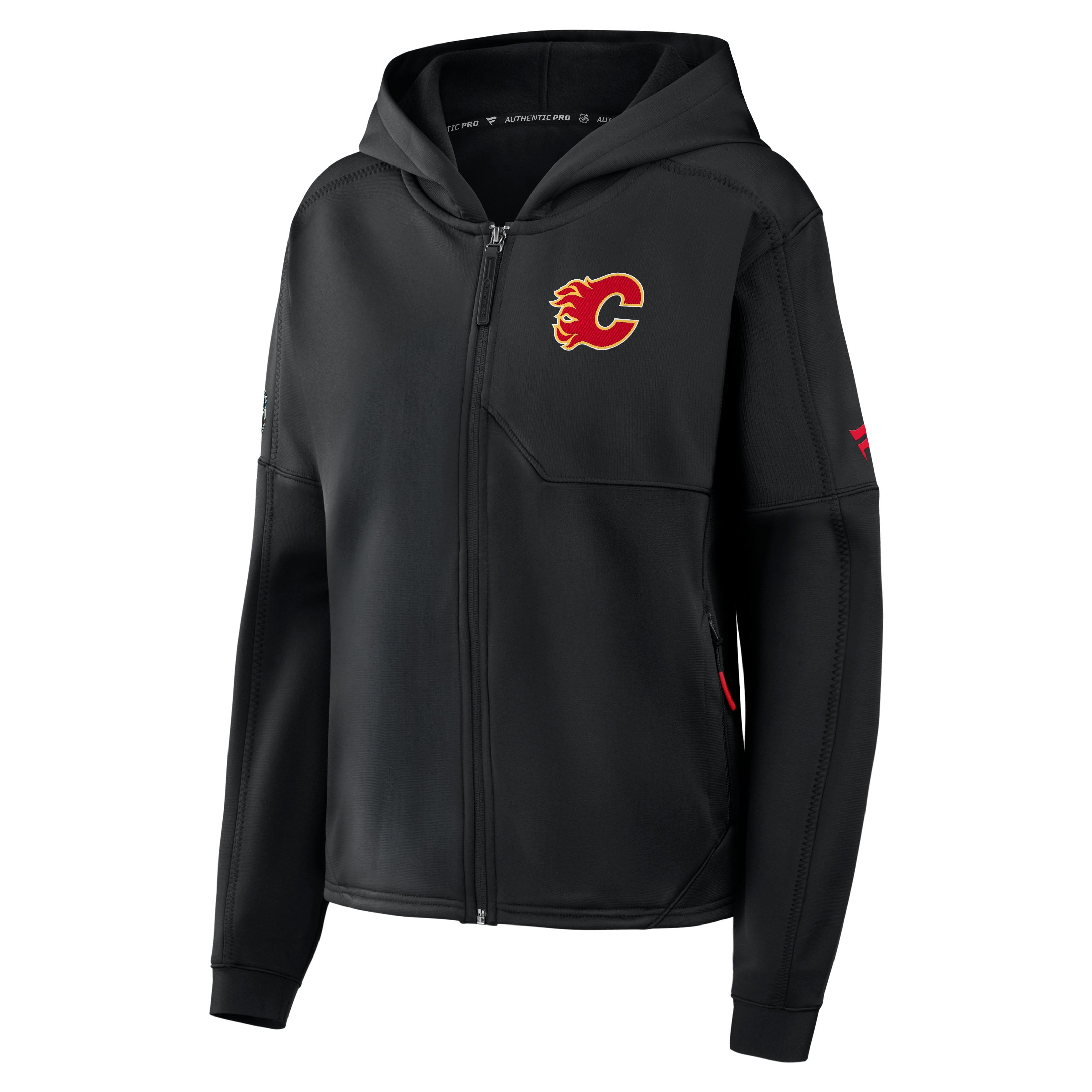 Women's Fanatics Black Calgary Flames Authentic Pro Rink Full-Zip Hoodie
