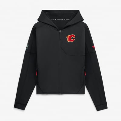 Sweat à capuche zippé noir authentique Pro Rink pour femmes des Flames de Calgary Fanatics