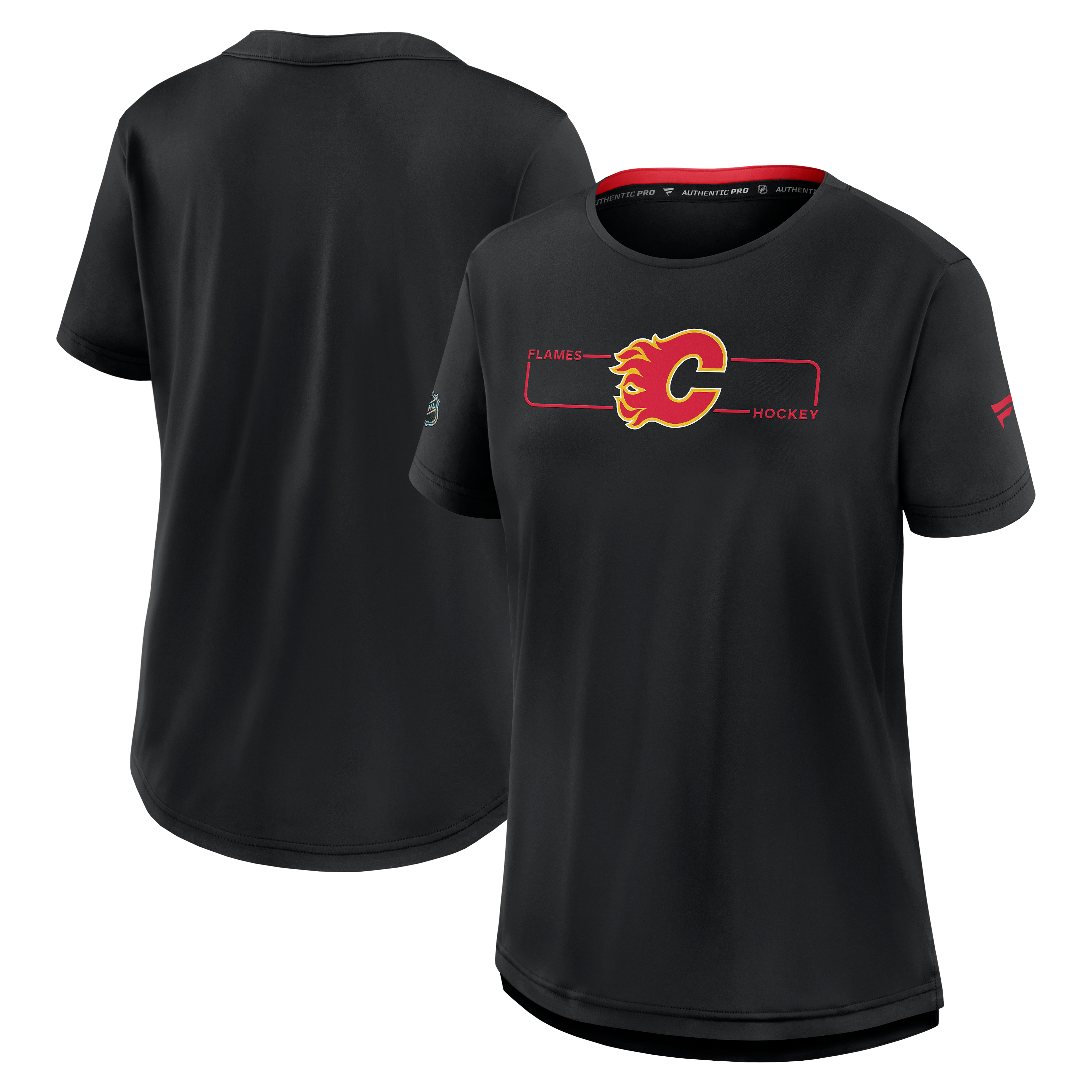 Women's Fanatics Black Calgary Flames Authentic Pro Rink Tech T-Shirt