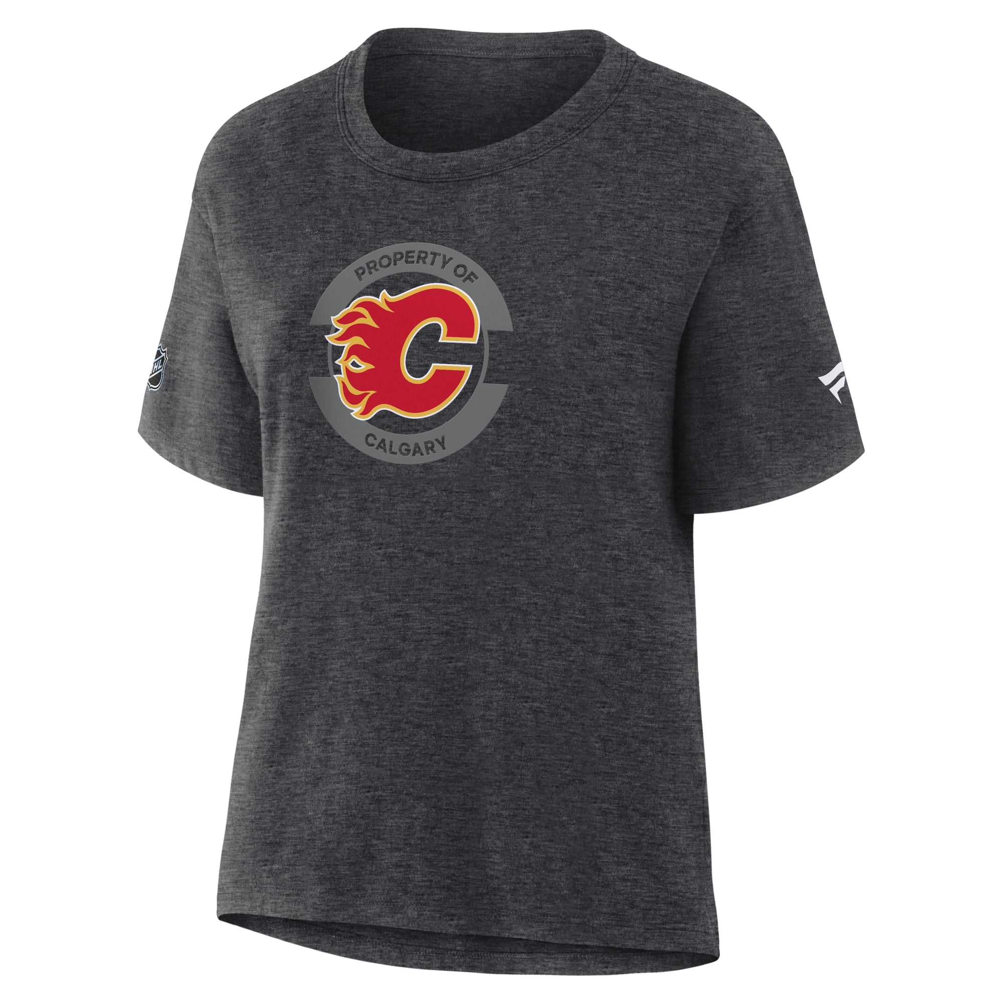 T-shirt authentique professionnel Fanatics pour femmes, couleur anthracite, des Flames de Calgary