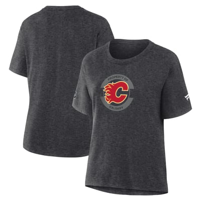 T-shirt authentique professionnel Calgary Flames Fanatics Charcoal pour femmes