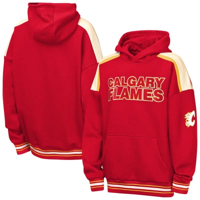  Calgary Flames Outerstuff Youth Camaraderie Oversized Fleece Hoodie - Red