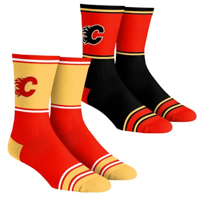  Calgary Flames Rock Em Youth 2-Pack Color Block Crew Socks Set