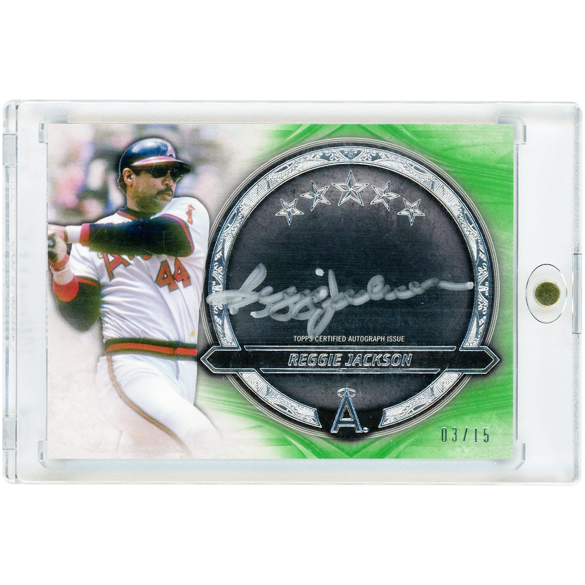 Carte autographiée Reggie Jackson des Angels de Californie, collection Topps Five Star Silver Signatures 2021, n° SS-RJ, n° 3/15