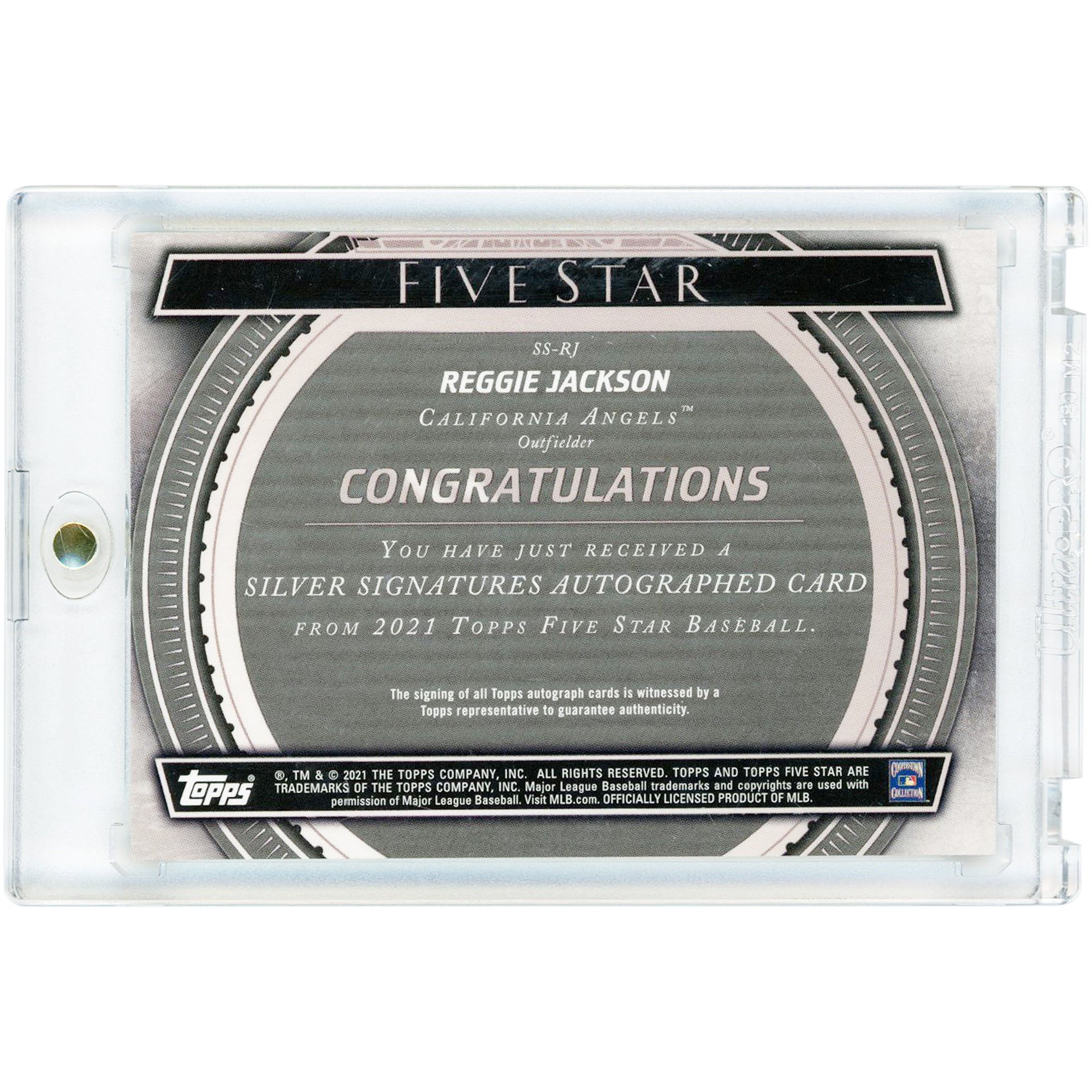 Carte autographiée Reggie Jackson des Angels de Californie, collection Topps Five Star Silver Signatures 2021, n° SS-RJ, n° 3/15