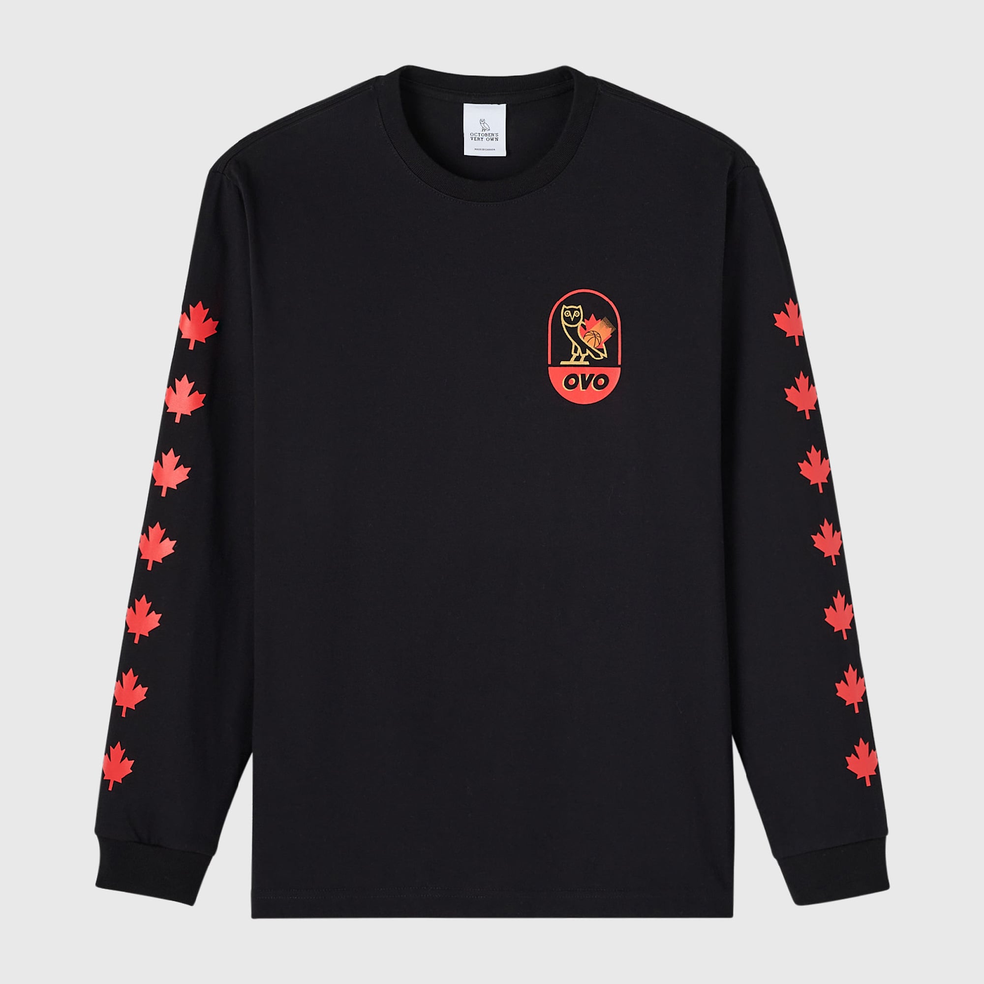 Men's OVO Black Canada Basketball Long Sleeve T-Shirt