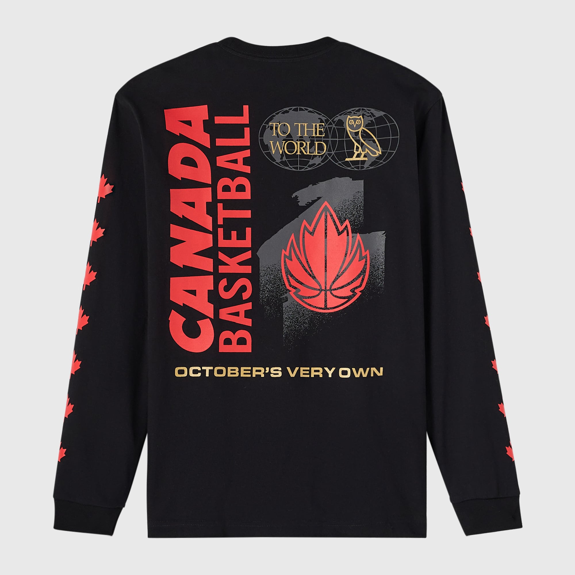 Men's OVO Black Canada Basketball Long Sleeve T-Shirt