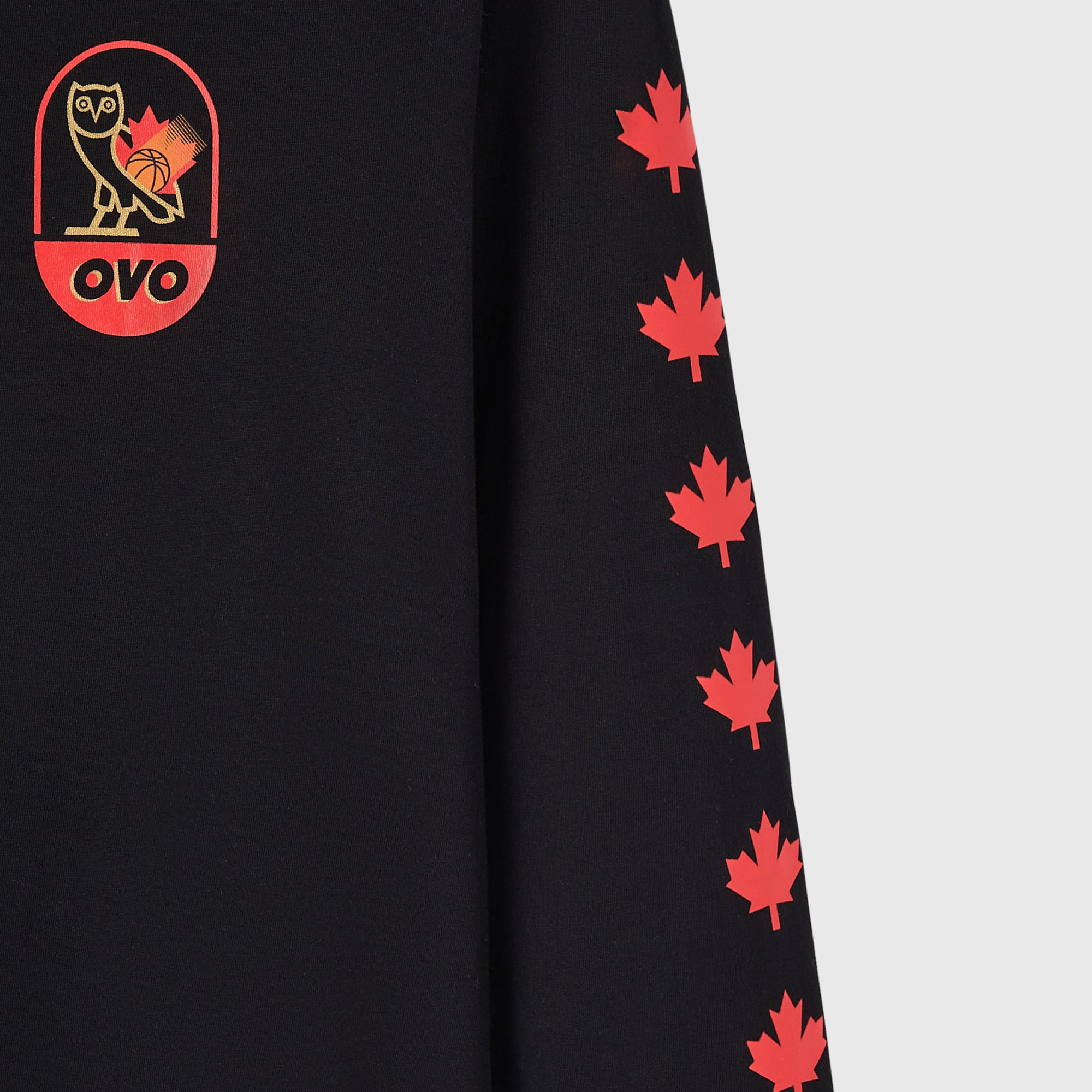 Men's OVO Black Canada Basketball Long Sleeve T-Shirt