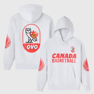 Sweat à capuche OVO de l'équipe nationale de basketball du Canada - Gris