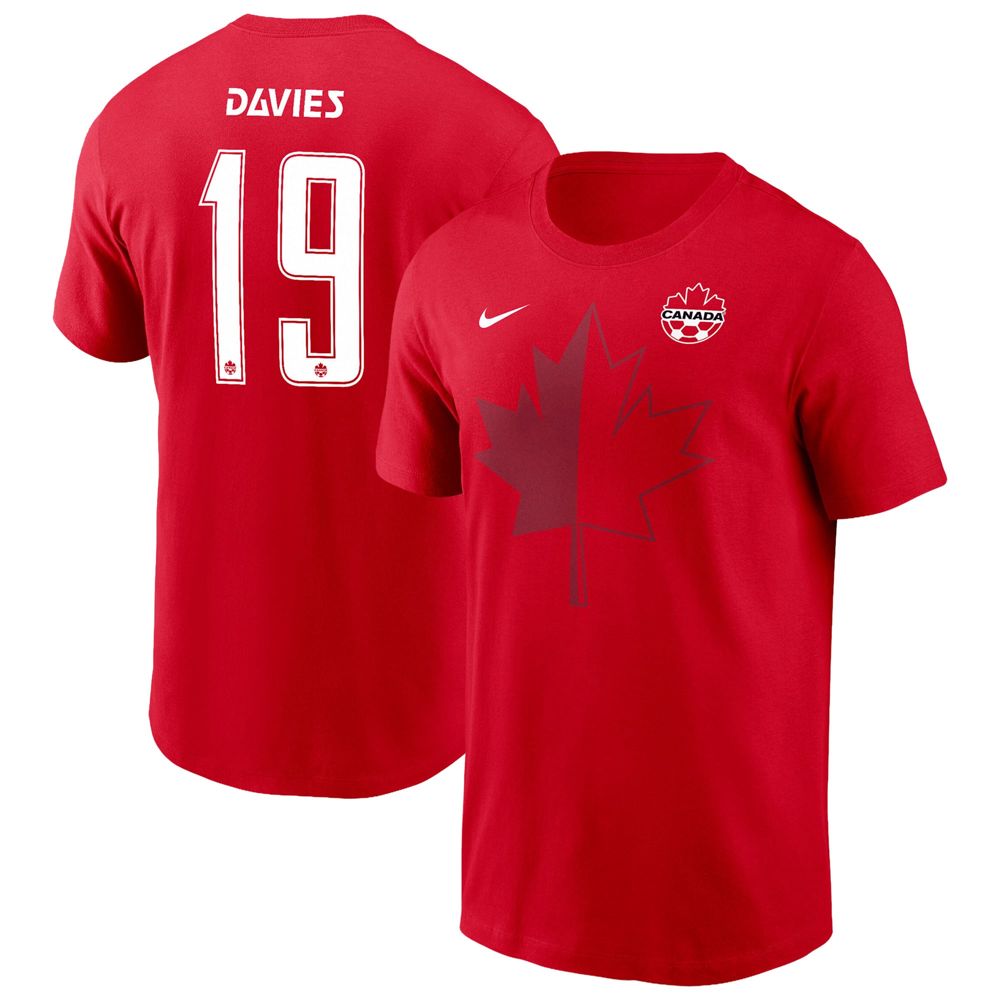 Men's Nike Alphonso Davies Red Canada Soccer Name & Number T-Shirt