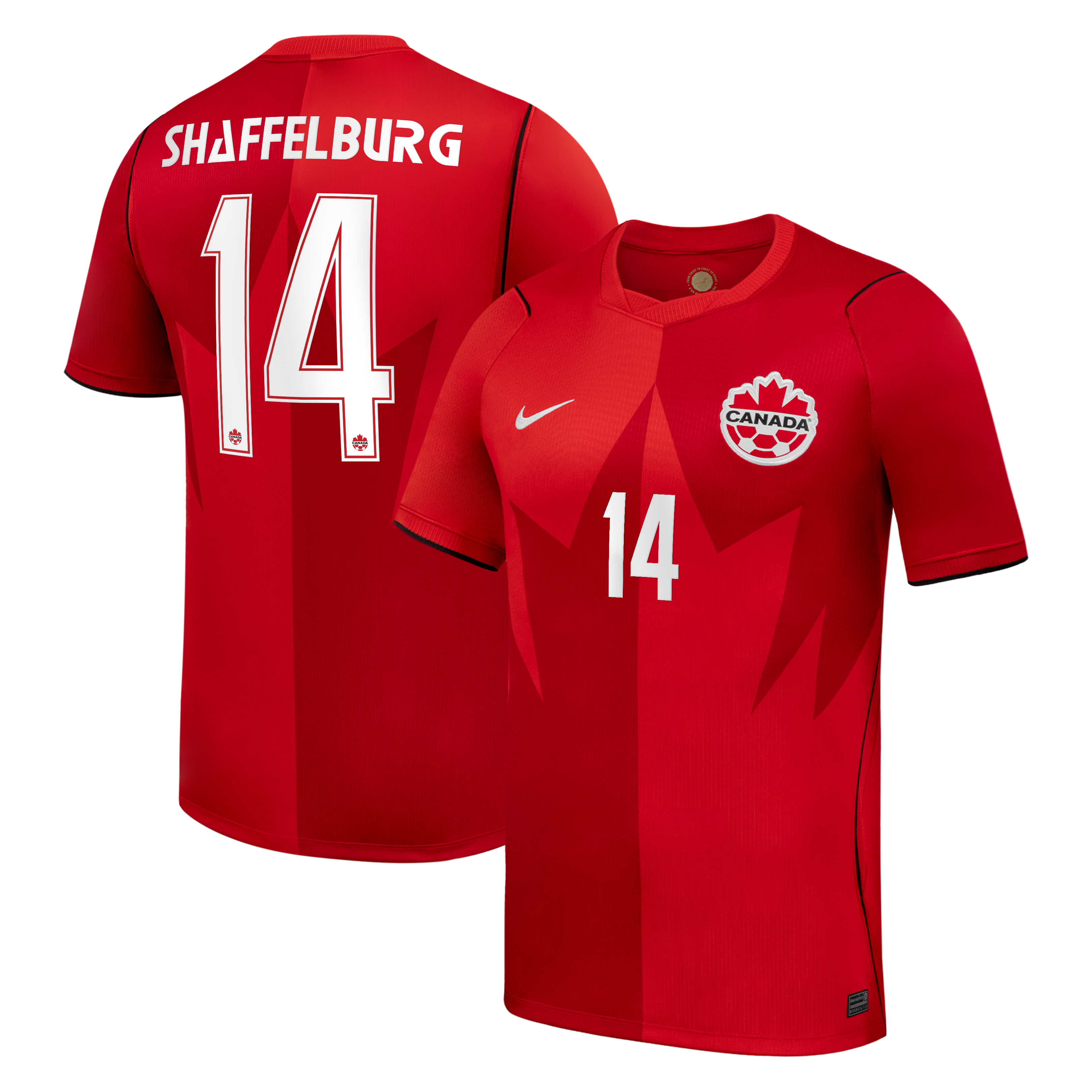 Men's Nike Jacob Shaffelburg Red Canada Soccer 2026 Home Stadium Replica Jersey