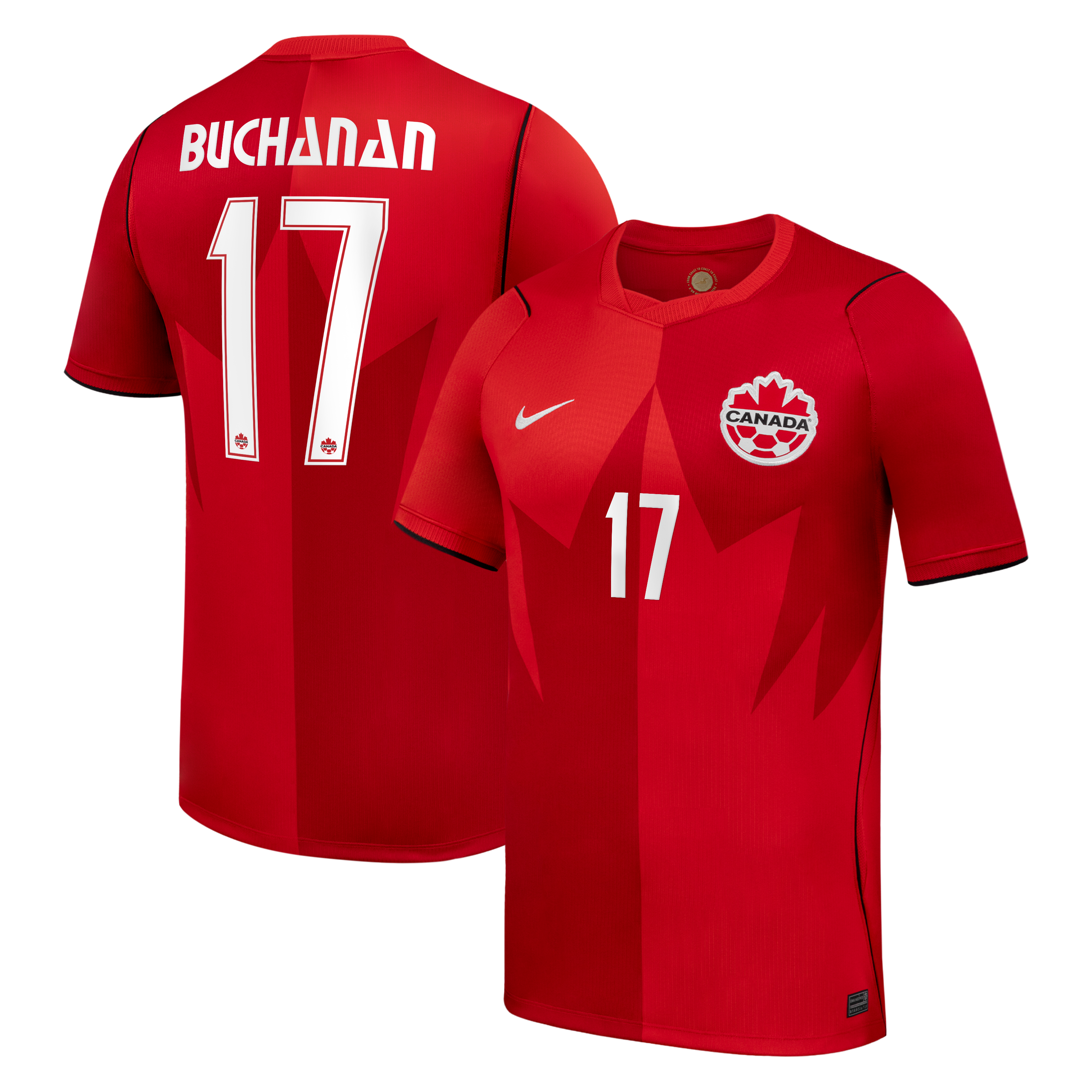 Men's Nike Tajon Buchanan Red Canada Soccer 2026 Home Stadium Replica Jersey