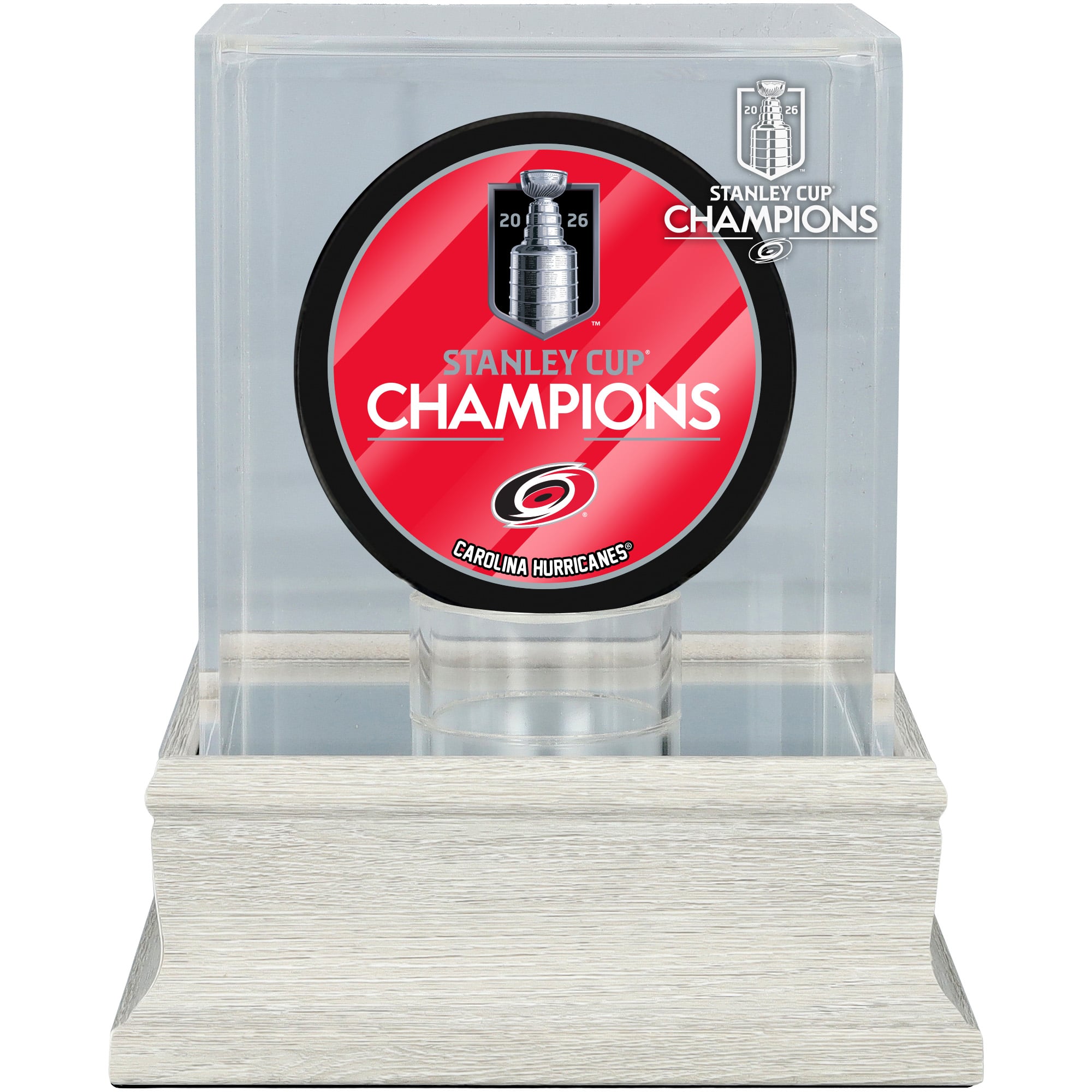Carolina Hurricanes 2026 Stanley Cup Champions Slate Gray Hockey Puck Logo Display Case - UV Protected