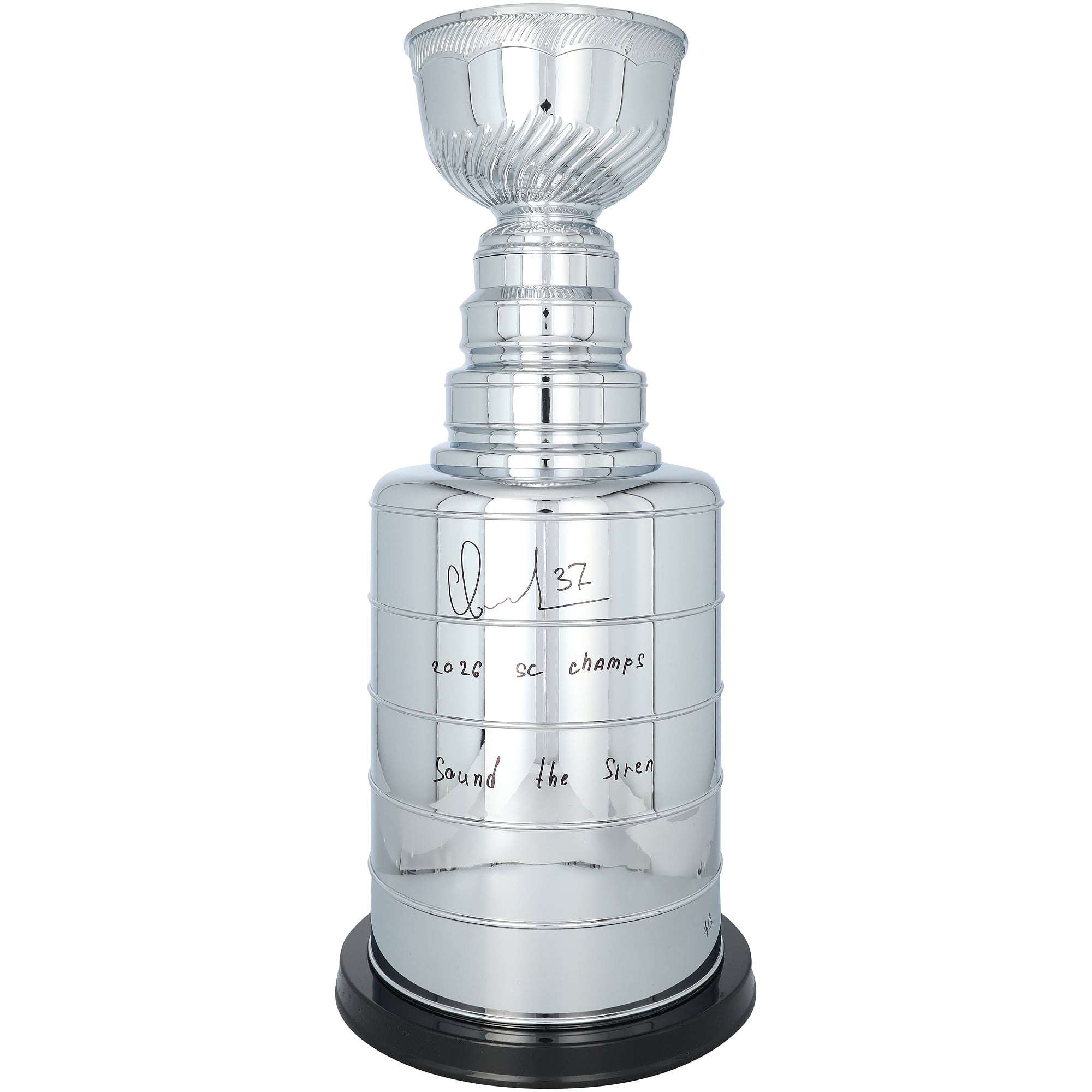 Réplique de la Coupe Stanley 2026, champions, signée par Andrei Svechnikov des Hurricanes de la Caroline, avec inscriptions multiples - Édition limitée n° 1/5