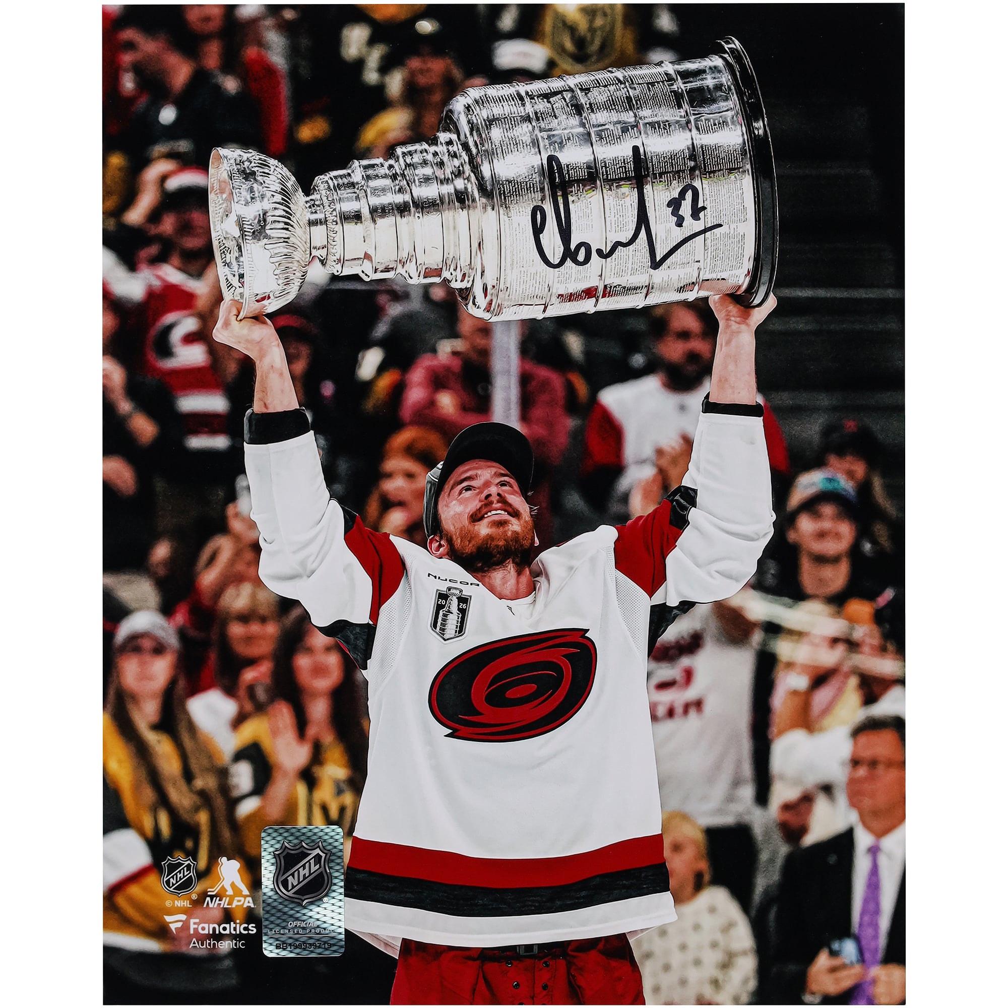 Andrei Svechnikov Carolina Hurricanes Autographed 2026 Stanley Cup Champions 8" x 10" Raising Cup Photograph