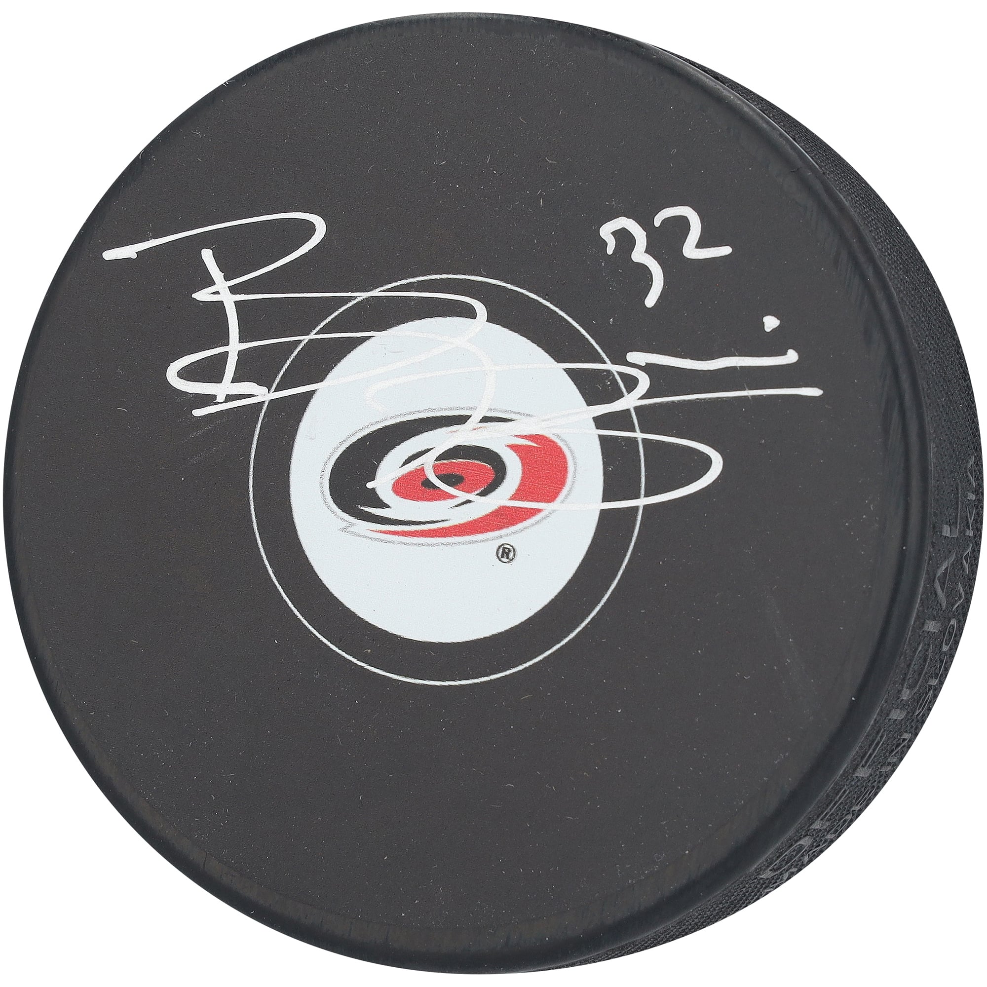 Rondelle de hockey autographiée par Brandon Bussi, des Hurricanes de la Caroline