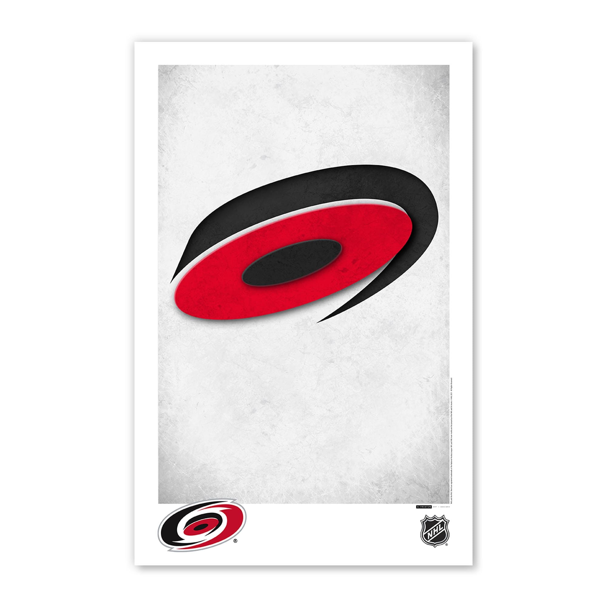 Affiche minimaliste avec logo des Hurricanes de la Caroline 11" x 17"