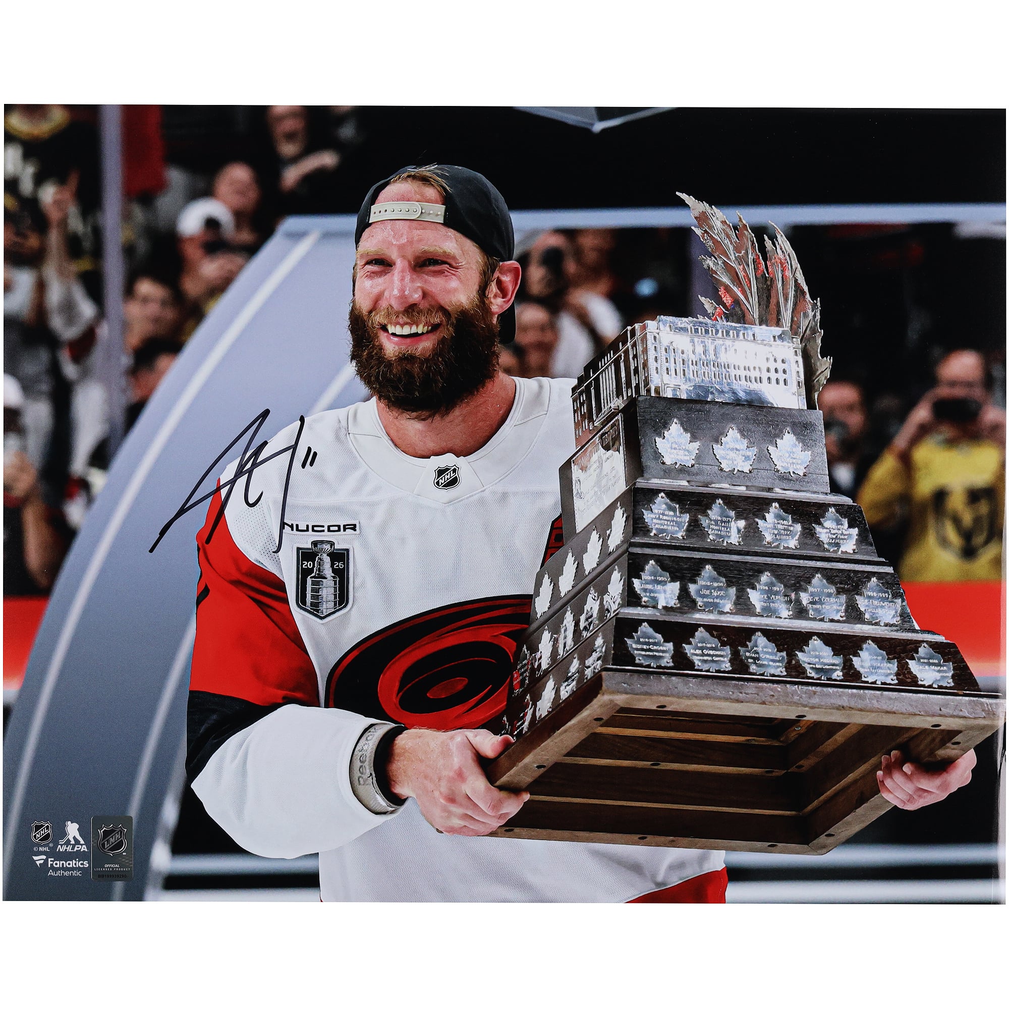 Jordan Staal Carolina Hurricanes Autographed 2026 Stanley Cup Champions 16" x 20" Raising Conn Smythe Photograph