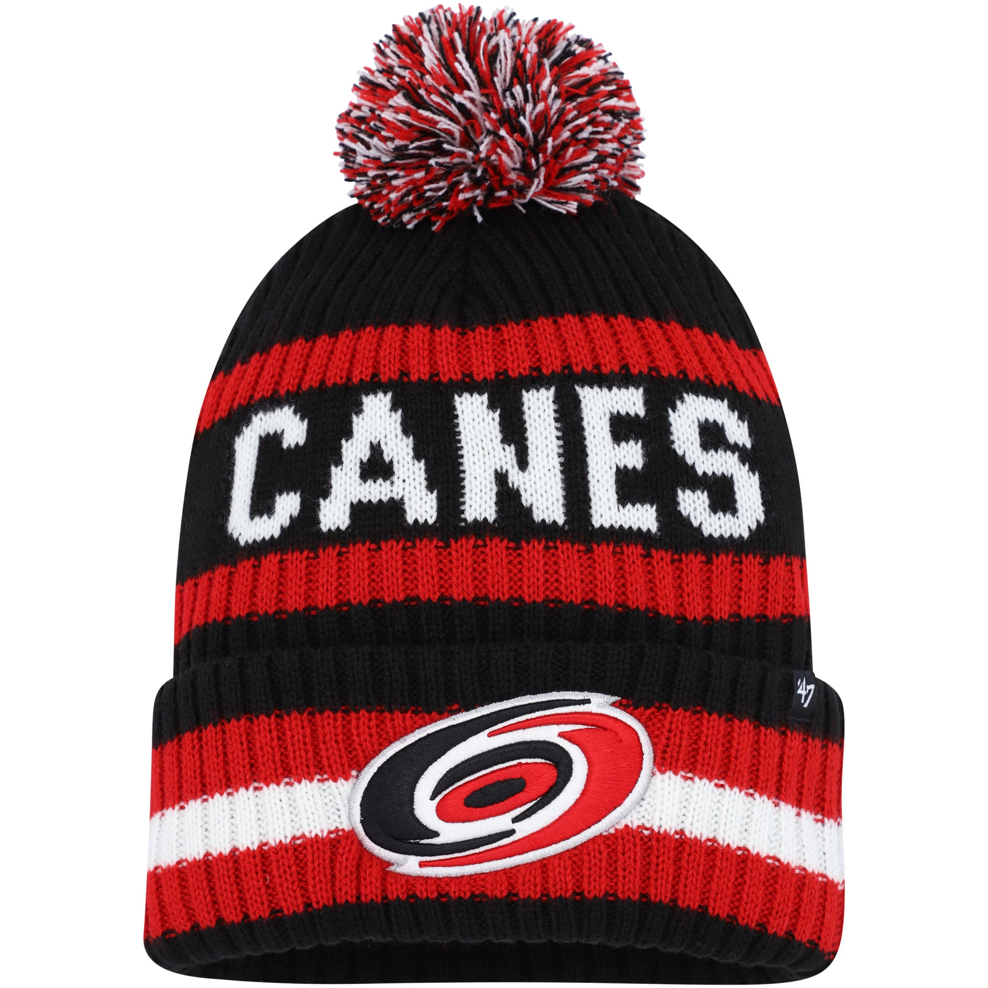 Bonnet en tricot à revers Bering des Hurricanes de la Caroline '47 pour hommes avec pompon