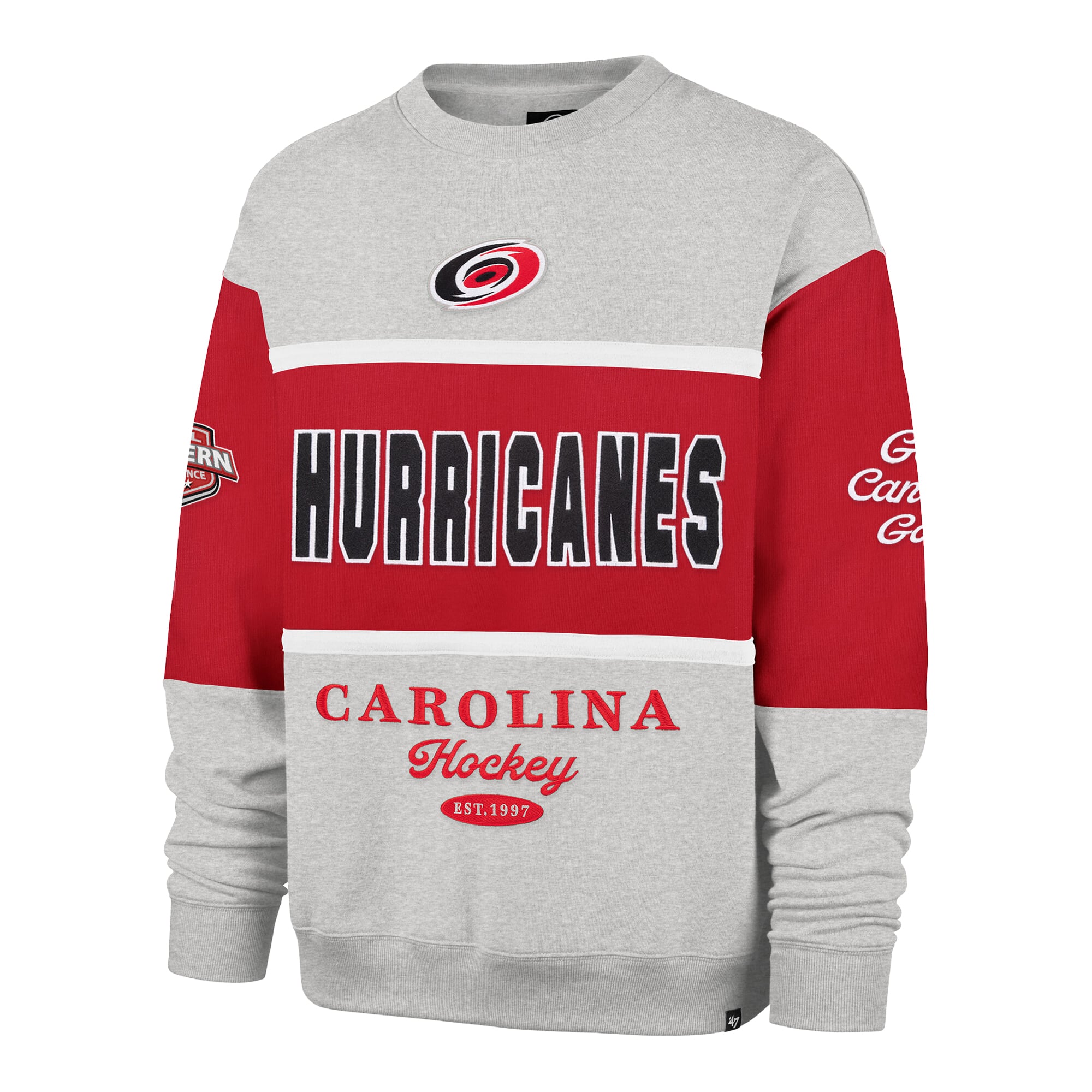 Sweat-shirt à col rond gris Carolina Hurricanes automne Maximilist pour homme « 47 »